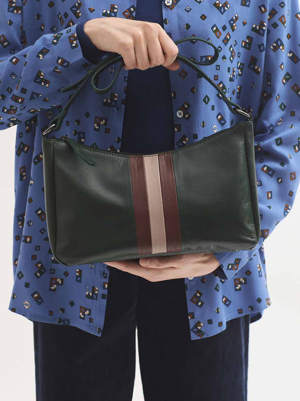 Bolso de piel a rayas tricolor - OLIVIA BRUTUS