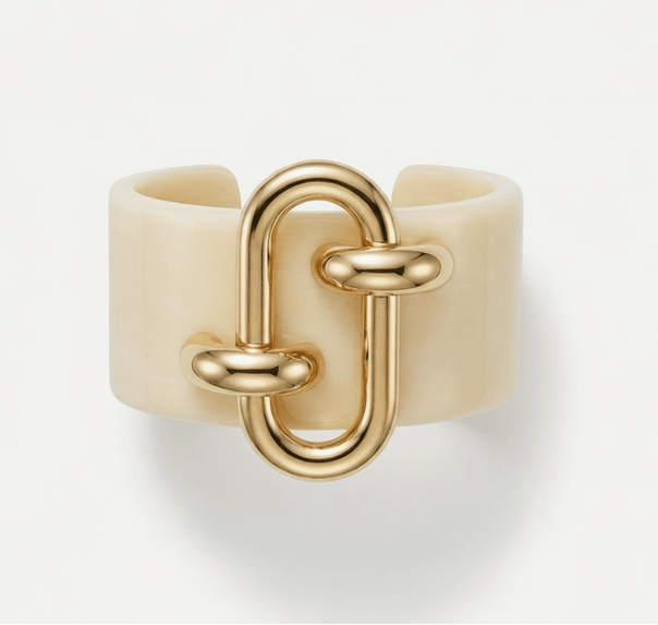 Brazalete Dorado Carey Blanco - OLIVIA BRUTUS