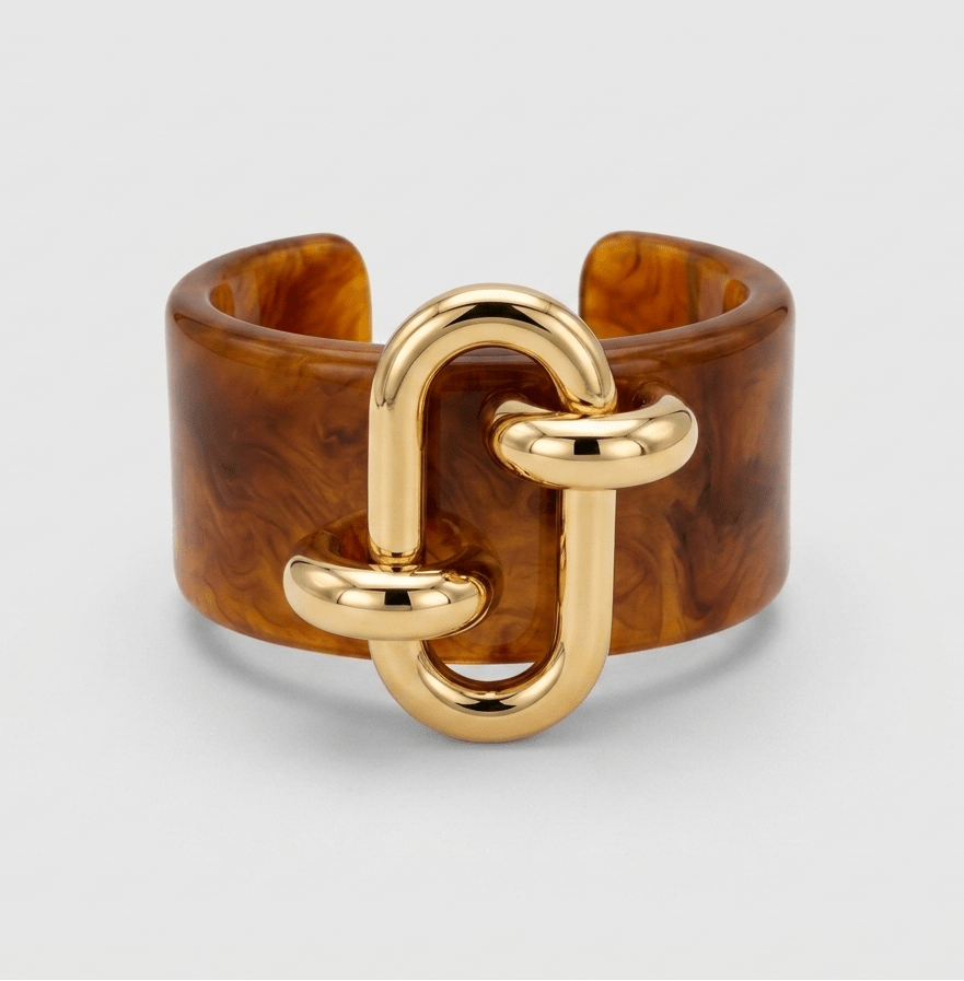 Brazalete Dorado Carey Marrón - OLIVIA BRUTUS