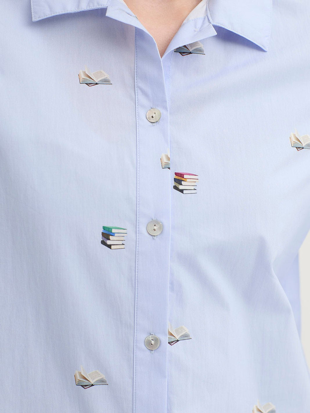 Camisa Flying Books Prints Azul Claro - OLIVIA BRUTUS