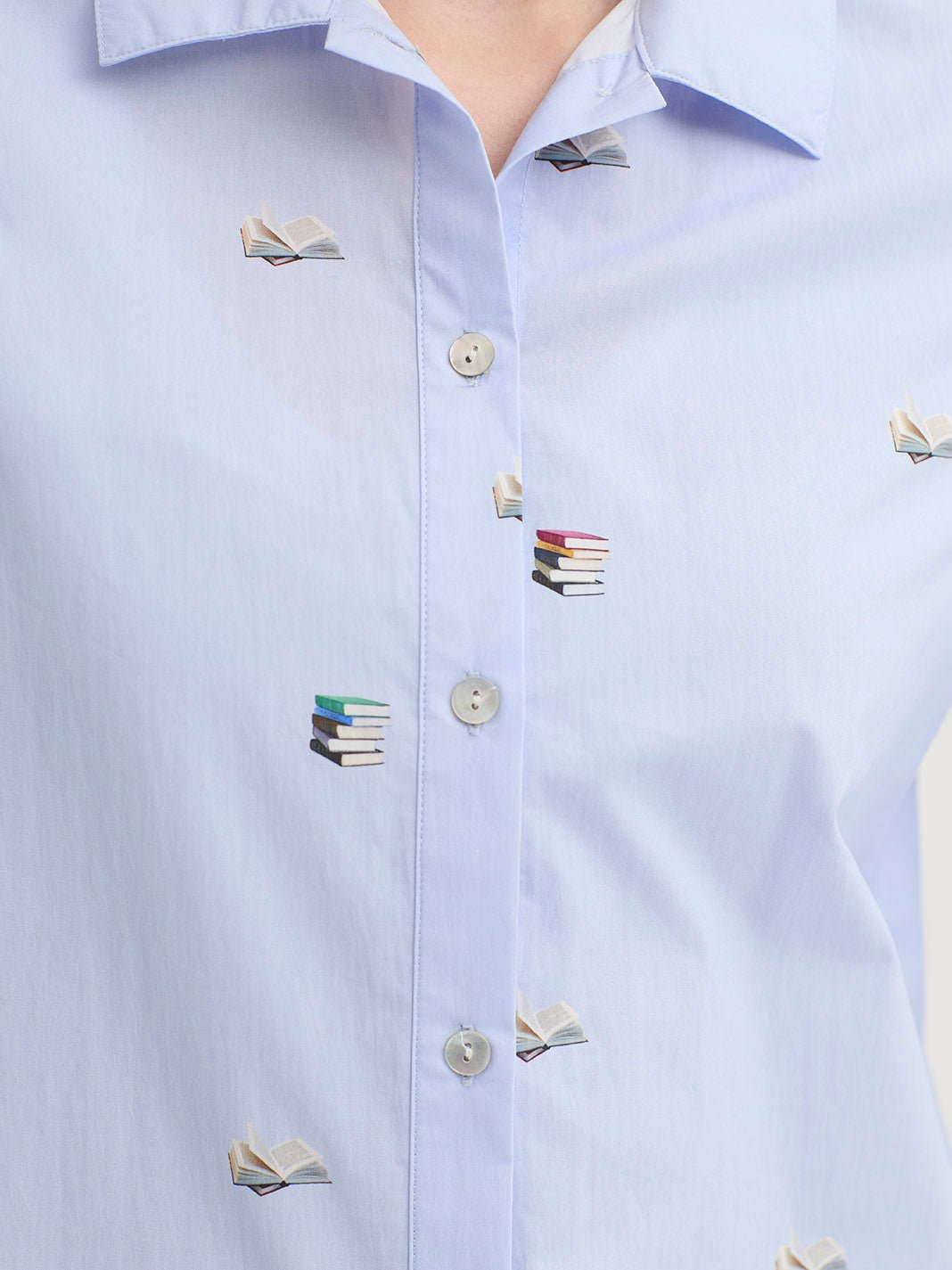 Camisa Flying Books Prints Azul Claro - OLIVIA BRUTUS