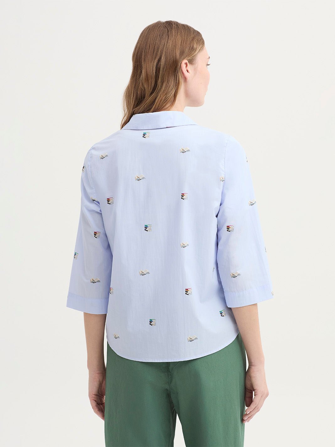 Camisa Flying Books Prints Azul Claro - OLIVIA BRUTUS