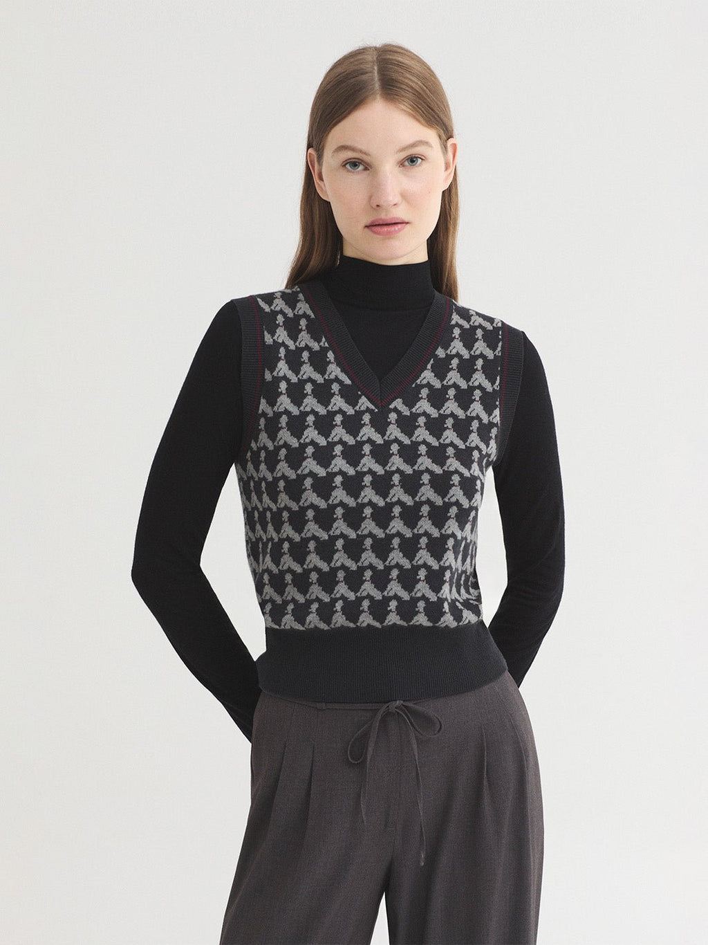 Chaleco punto Poodles Jacquard - OLIVIA BRUTUS