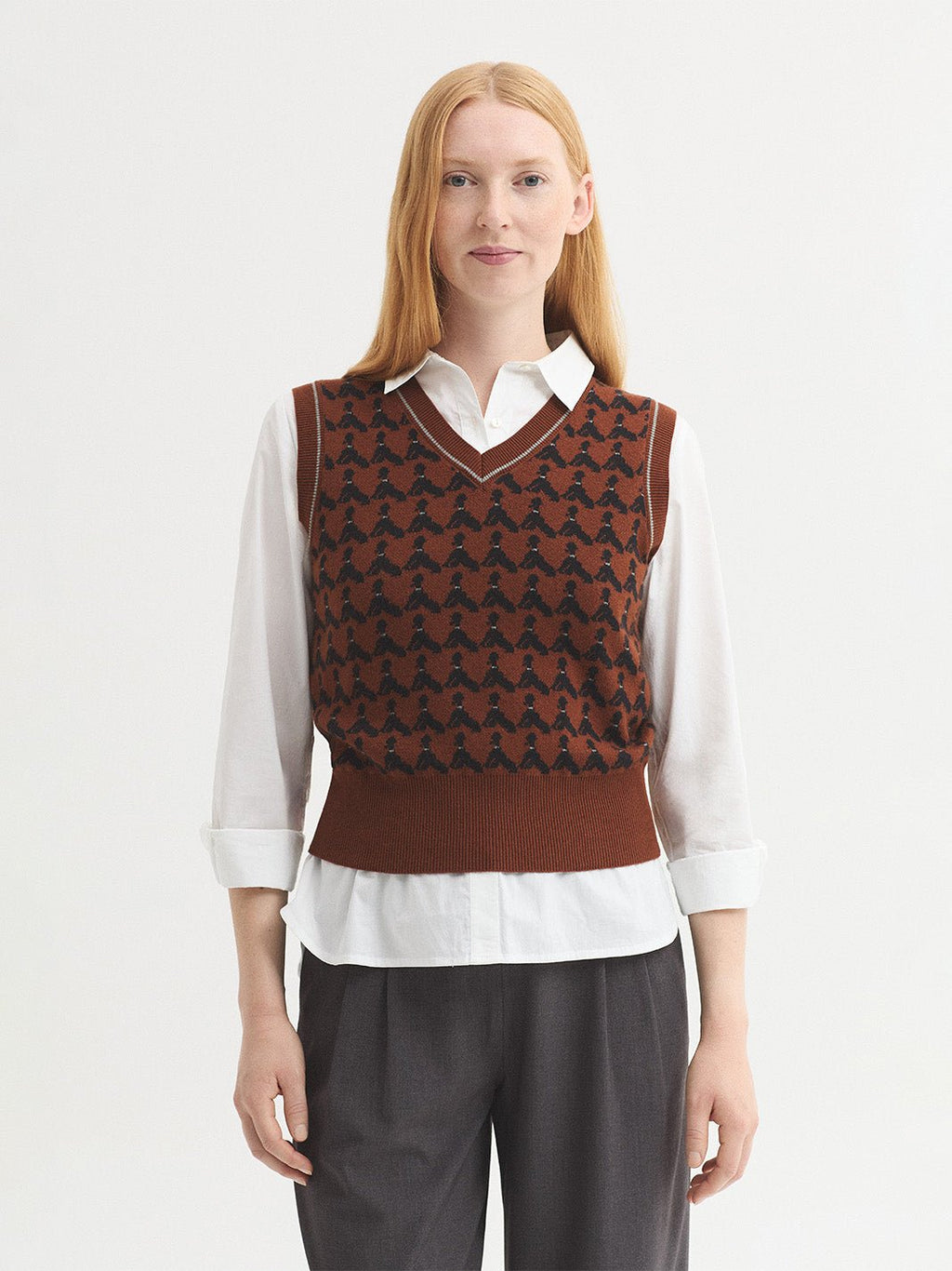 Chaleco punto Poodles Jacquard - OLIVIA BRUTUS