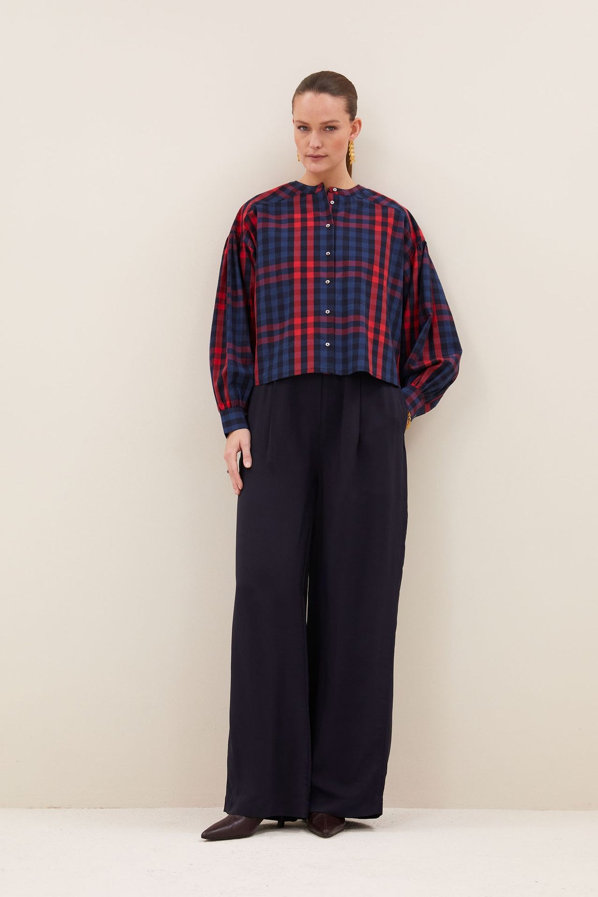 Blusa Ella de cuadros rojos