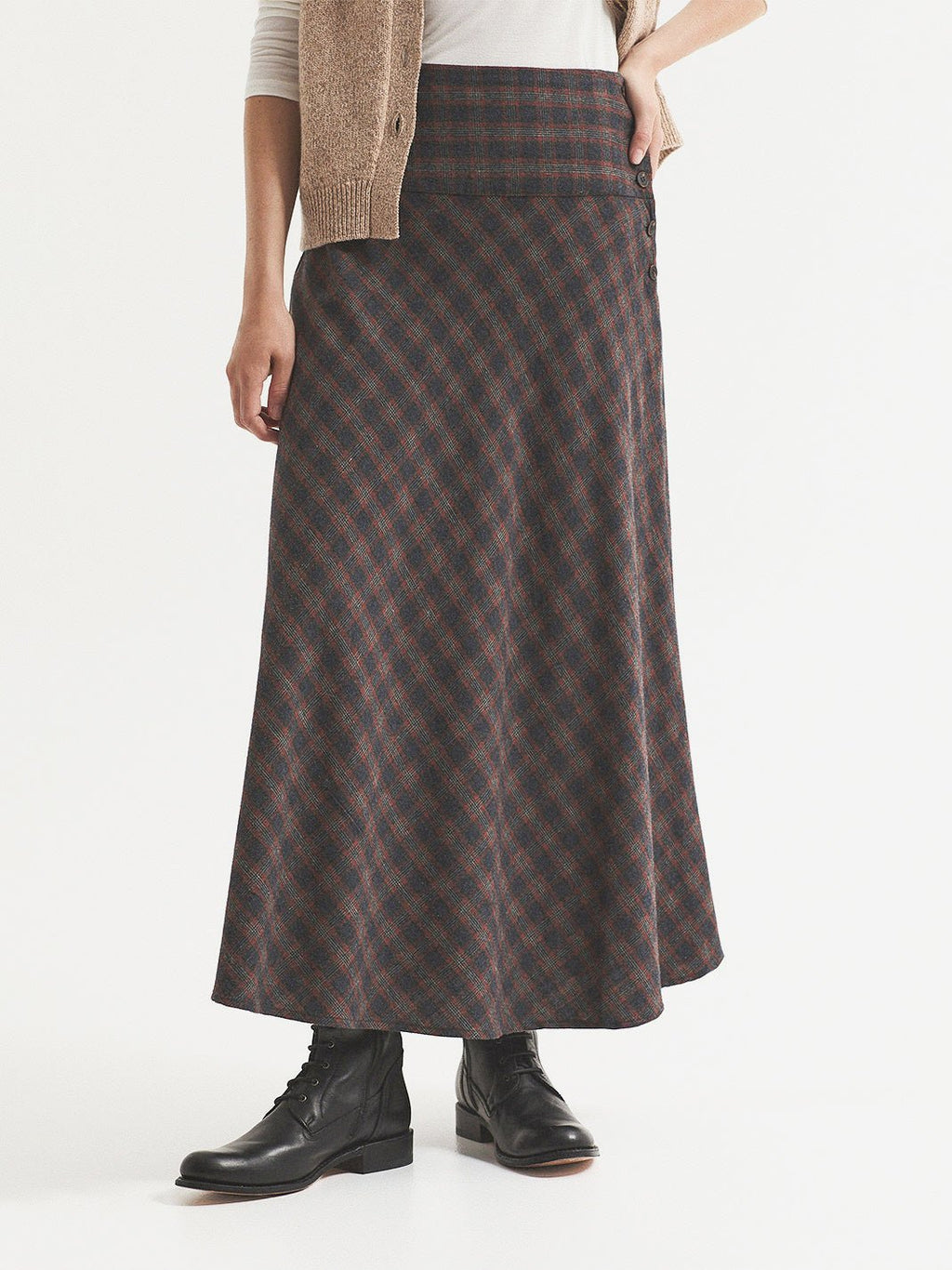 Falda flannel cuadros grises - OLIVIA BRUTUS