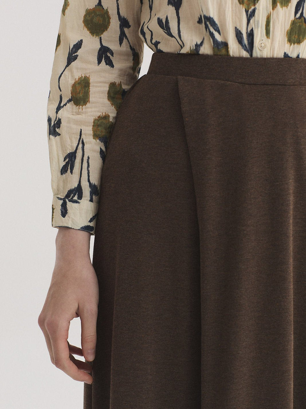 Falda larga melange con pliegue - OLIVIA BRUTUS