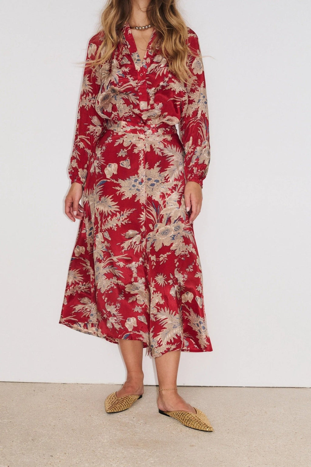 Falda Long Flavie Rouge - OLIVIA BRUTUS
