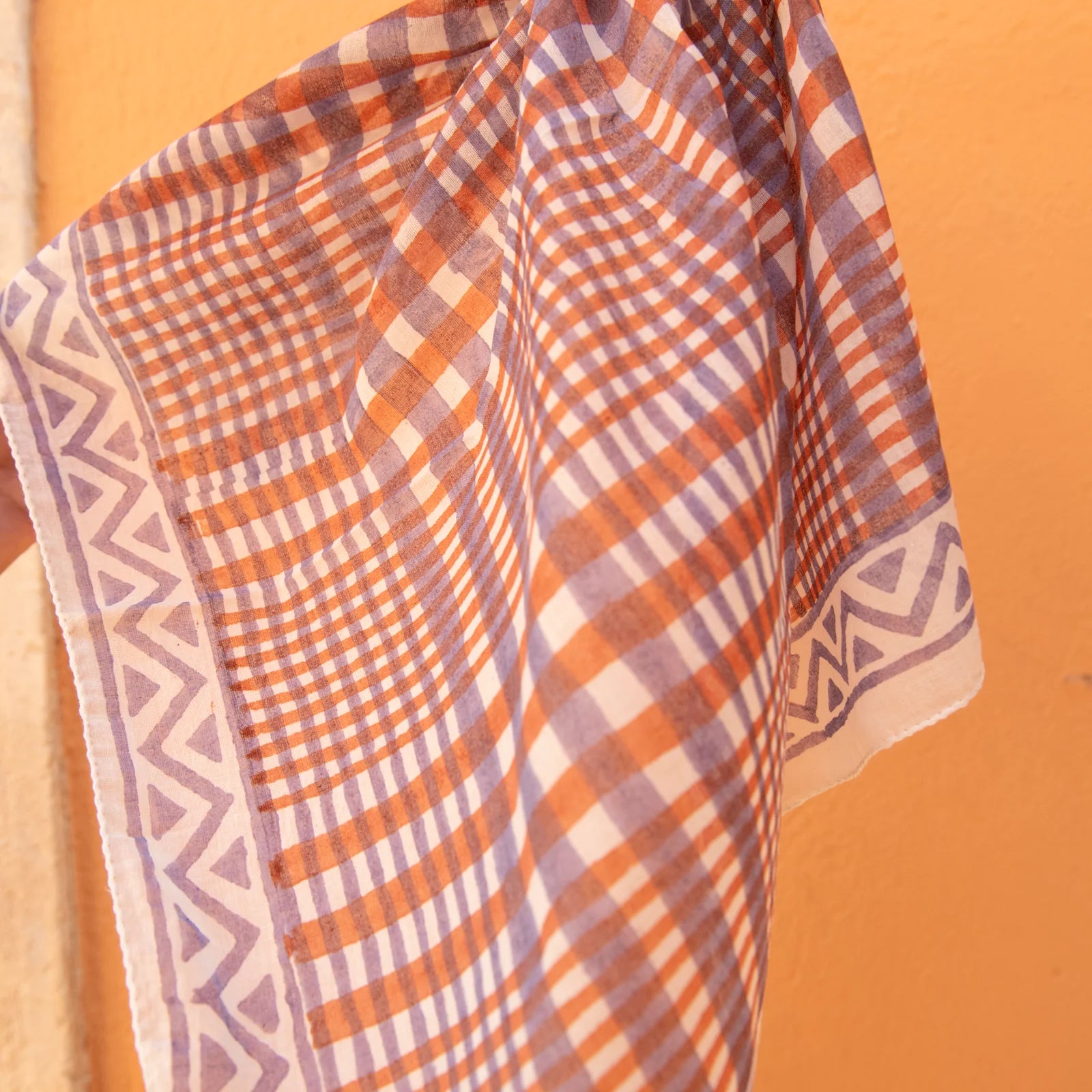 Foulard Bandana Nissa 100% Coton bio Blockprint - lila