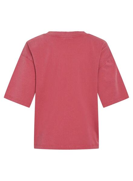 Virubie Short Sleeve T-Shirt Text Wash Berry Red