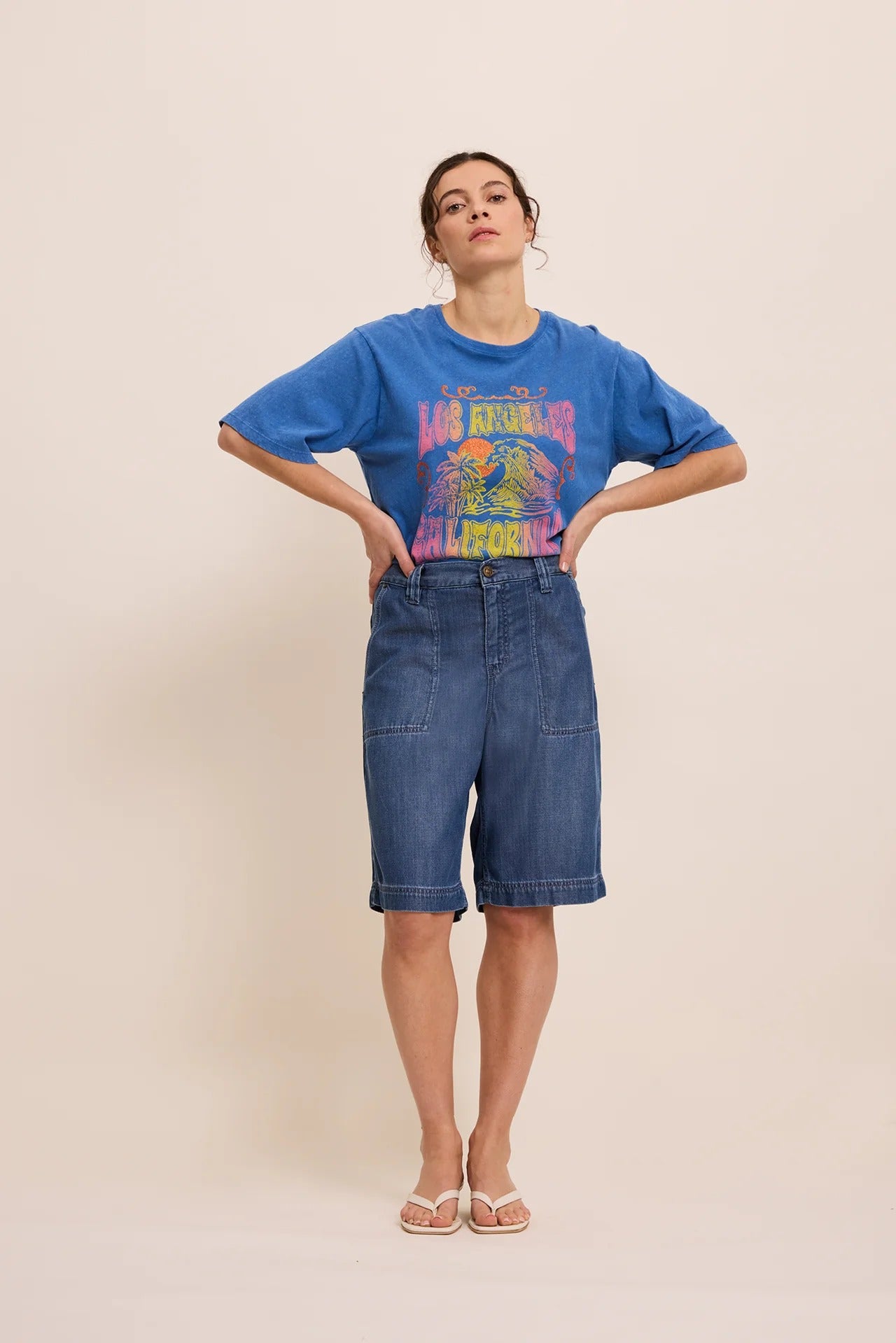 Bermudas de Ganga Sidonie Azul Médio