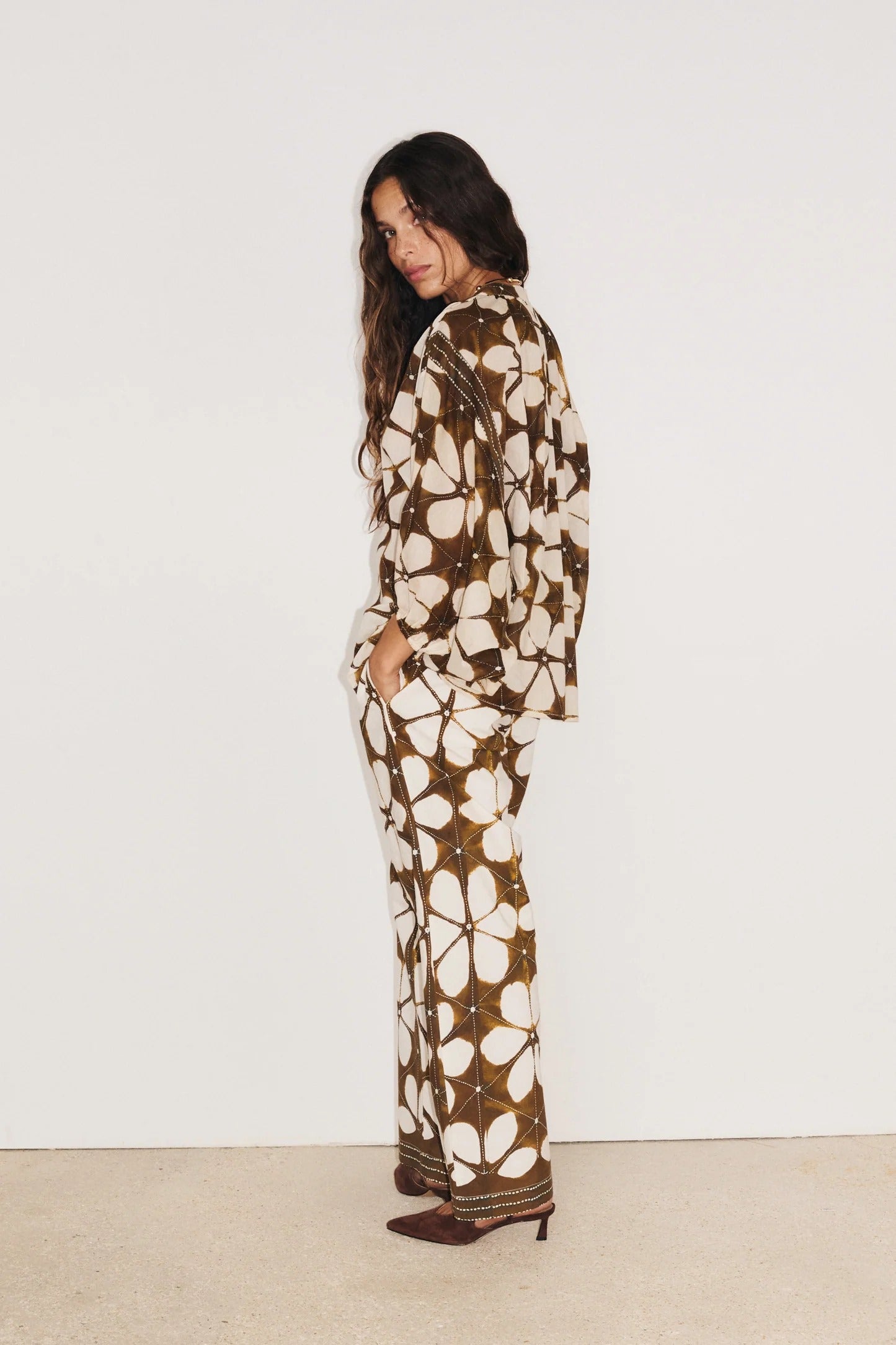 Blusa M3/4 Lotus Marrón