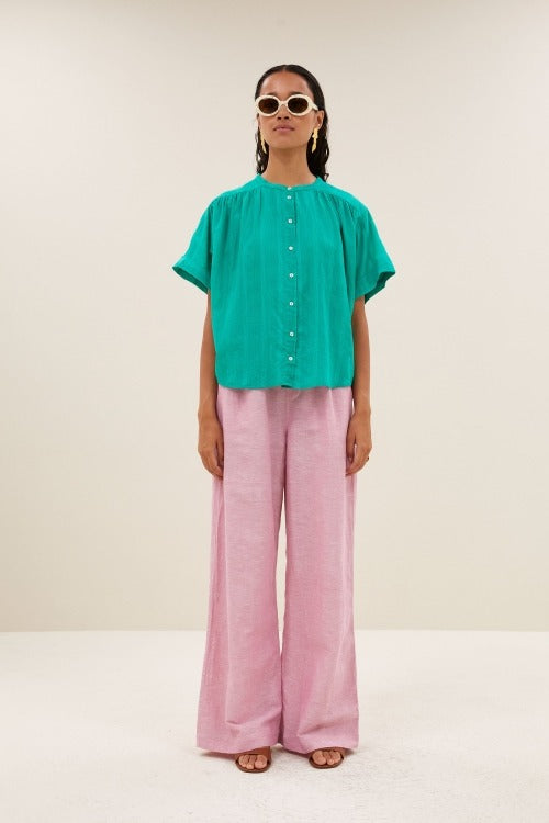 Blusa Alex Dobby Turquesa