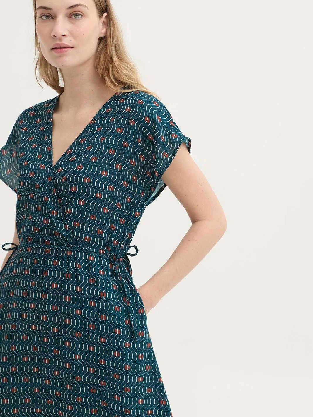 Vestido Midi Hellenic Waves Print Azul Mosaico