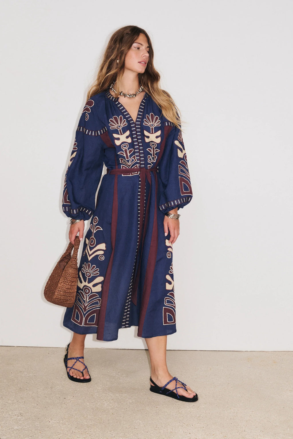 Vestido Long ML Anouck Bleu