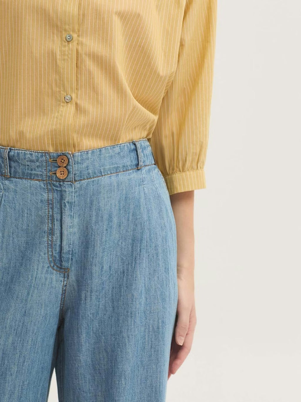 Pantalón Tencel Denim Pants With Pleats Denim Claro