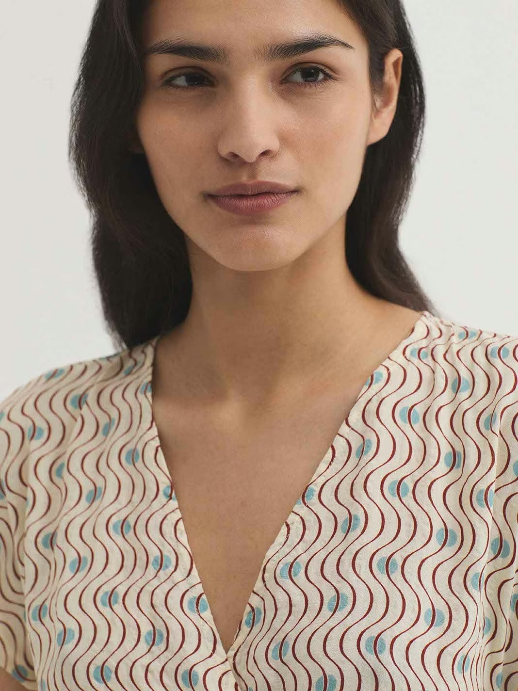 Vestido Midi Estampado Hellenic Waves Cru
