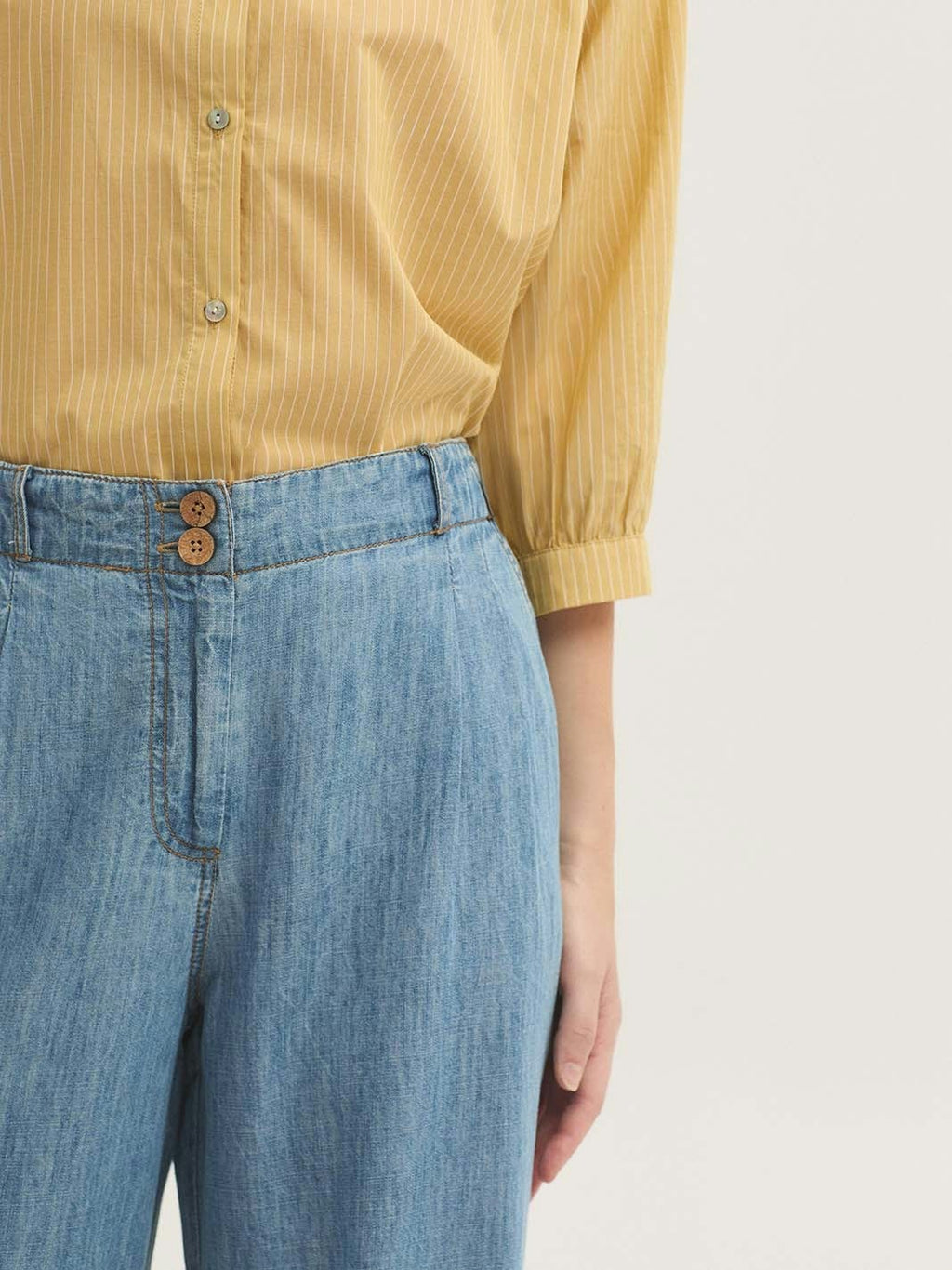 Pantalón Tencel Denim Pants With Pleats Denim Claro