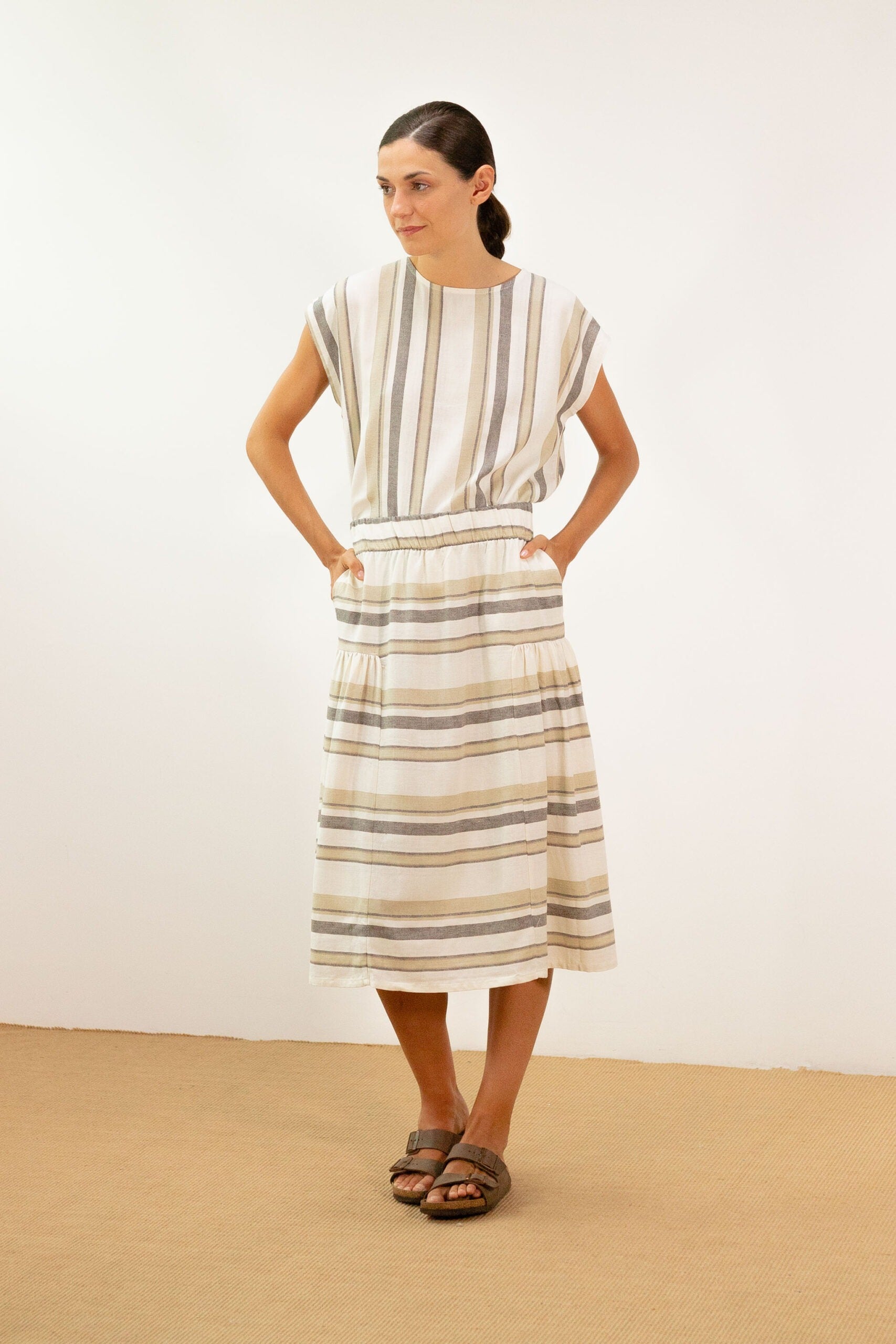 Falda Rayas Gris y Verde 2601173