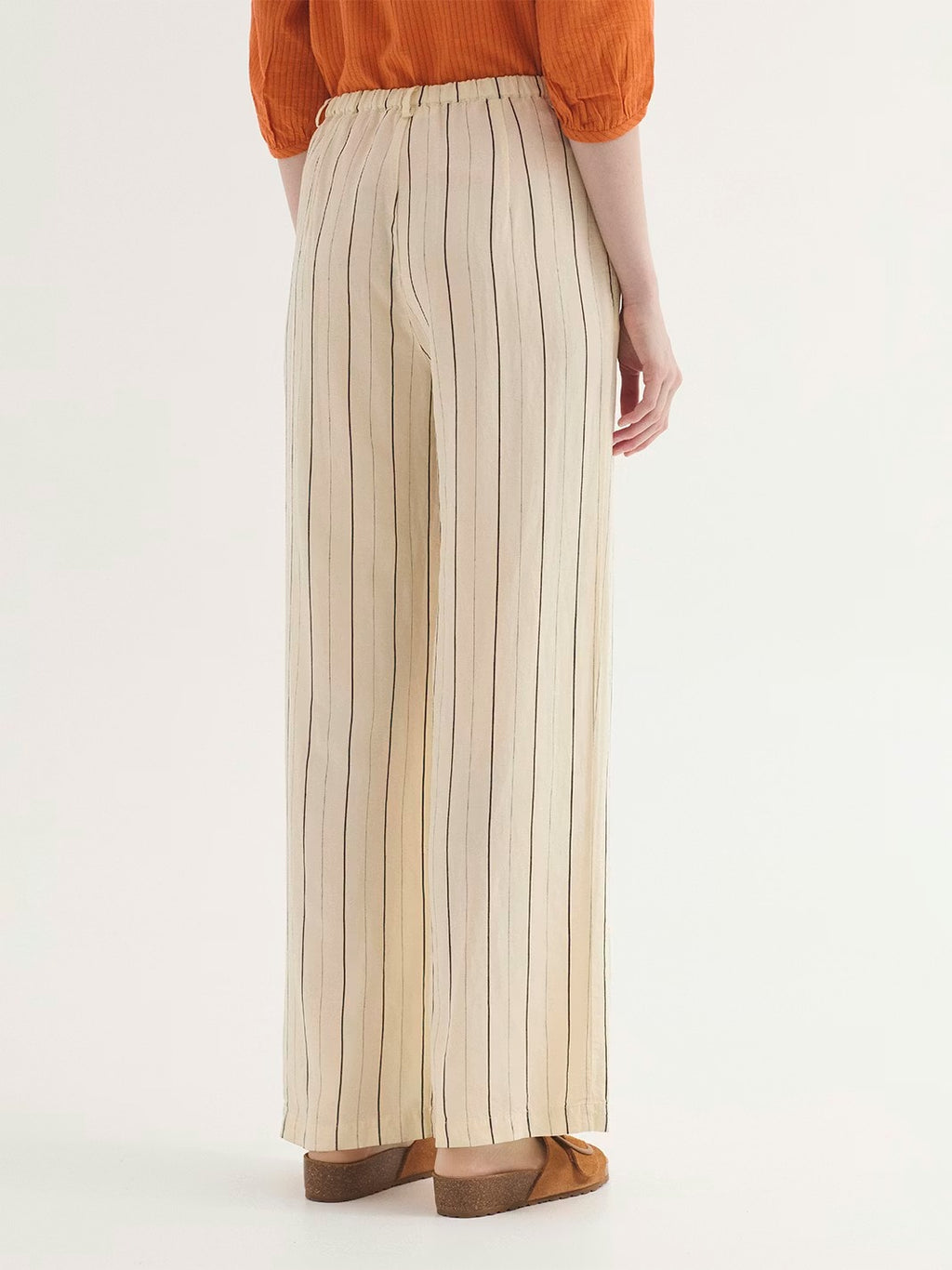 Pantalón de Rayas en Tencel Crudo