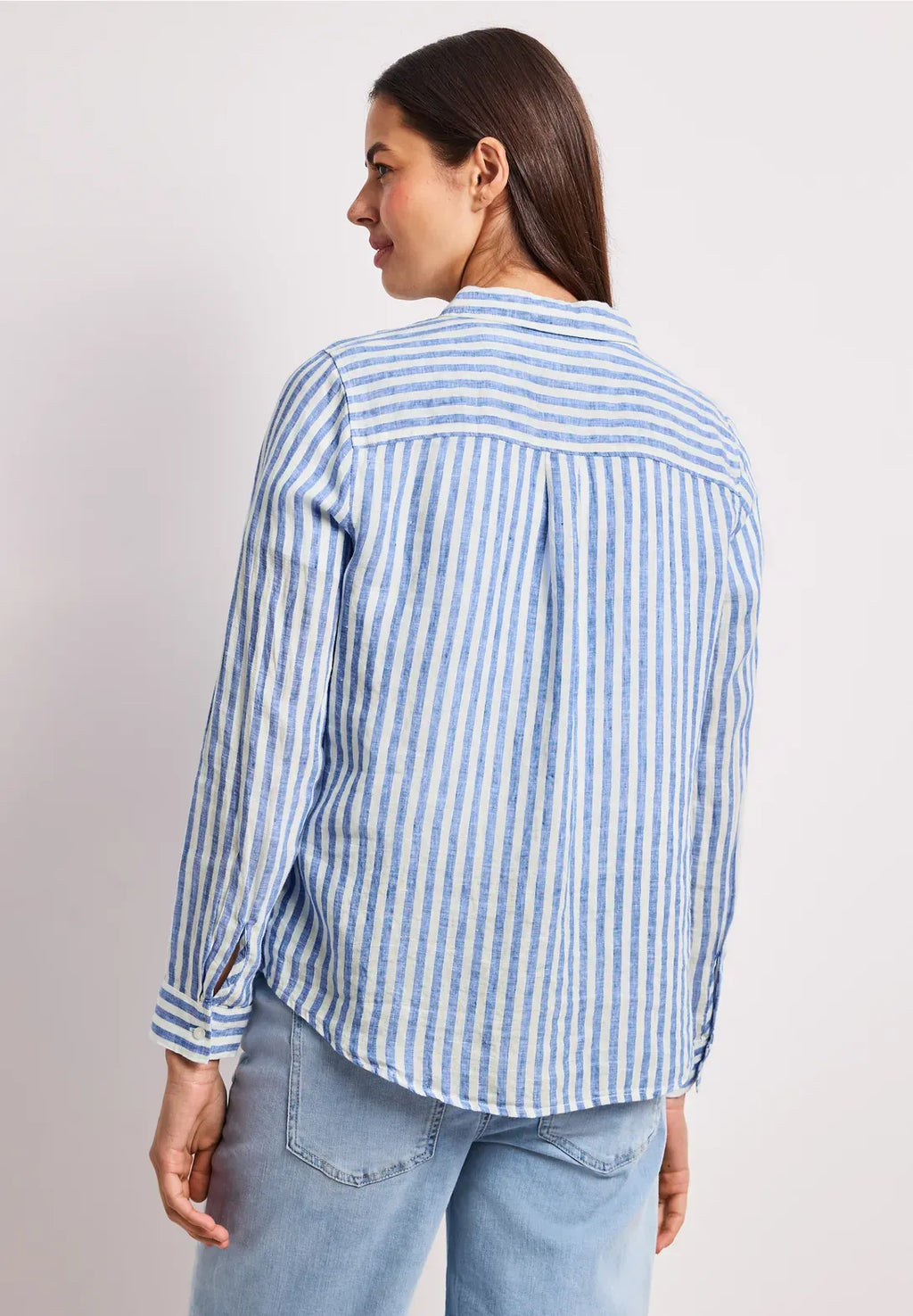 Camisa Lino Rayas Azul Drift