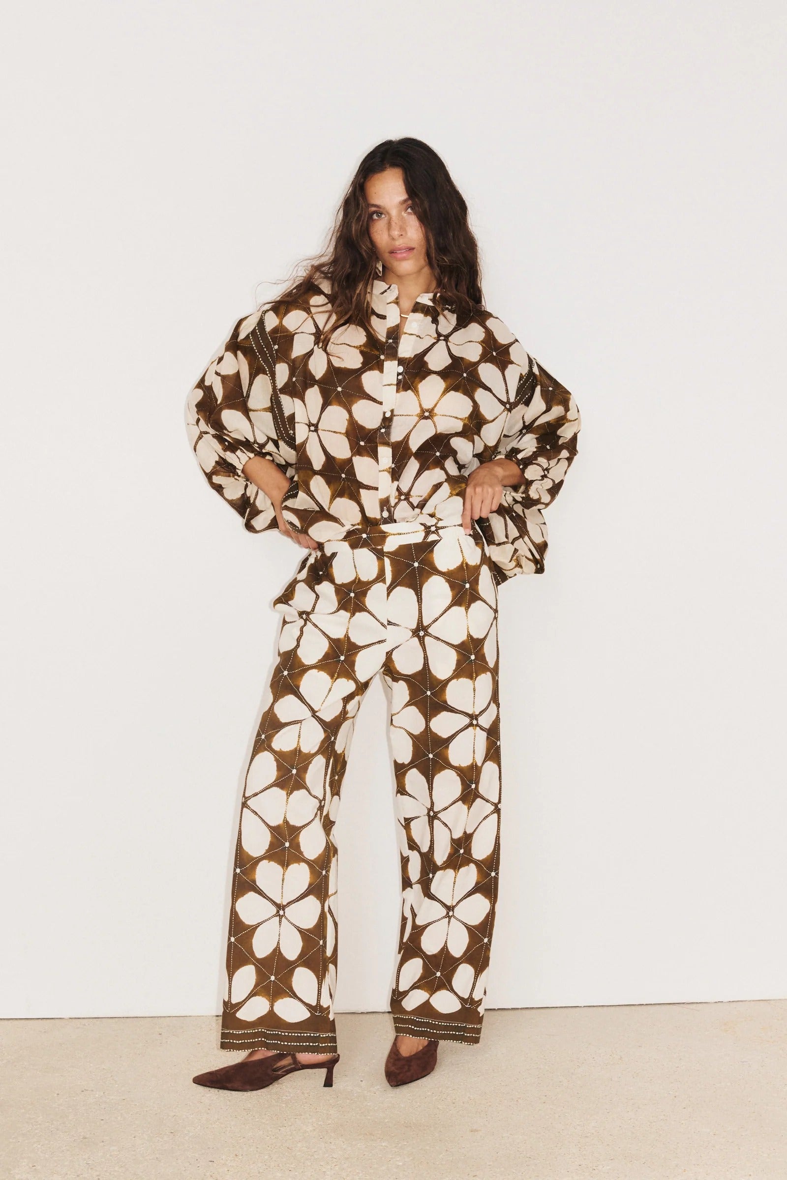 Blusa M3/4 Lotus Marrón