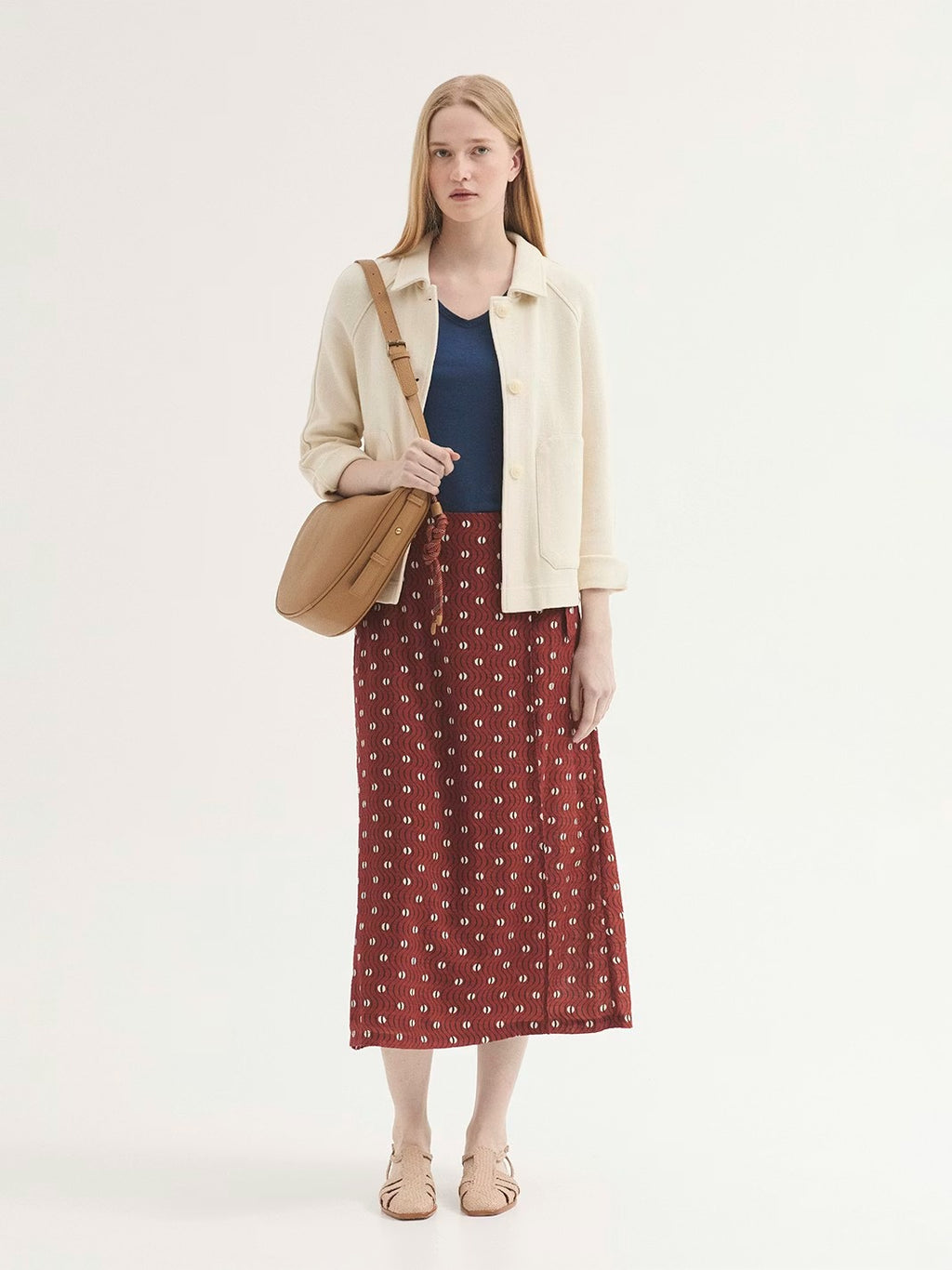 Falda Hellenic Waves Print Terracota