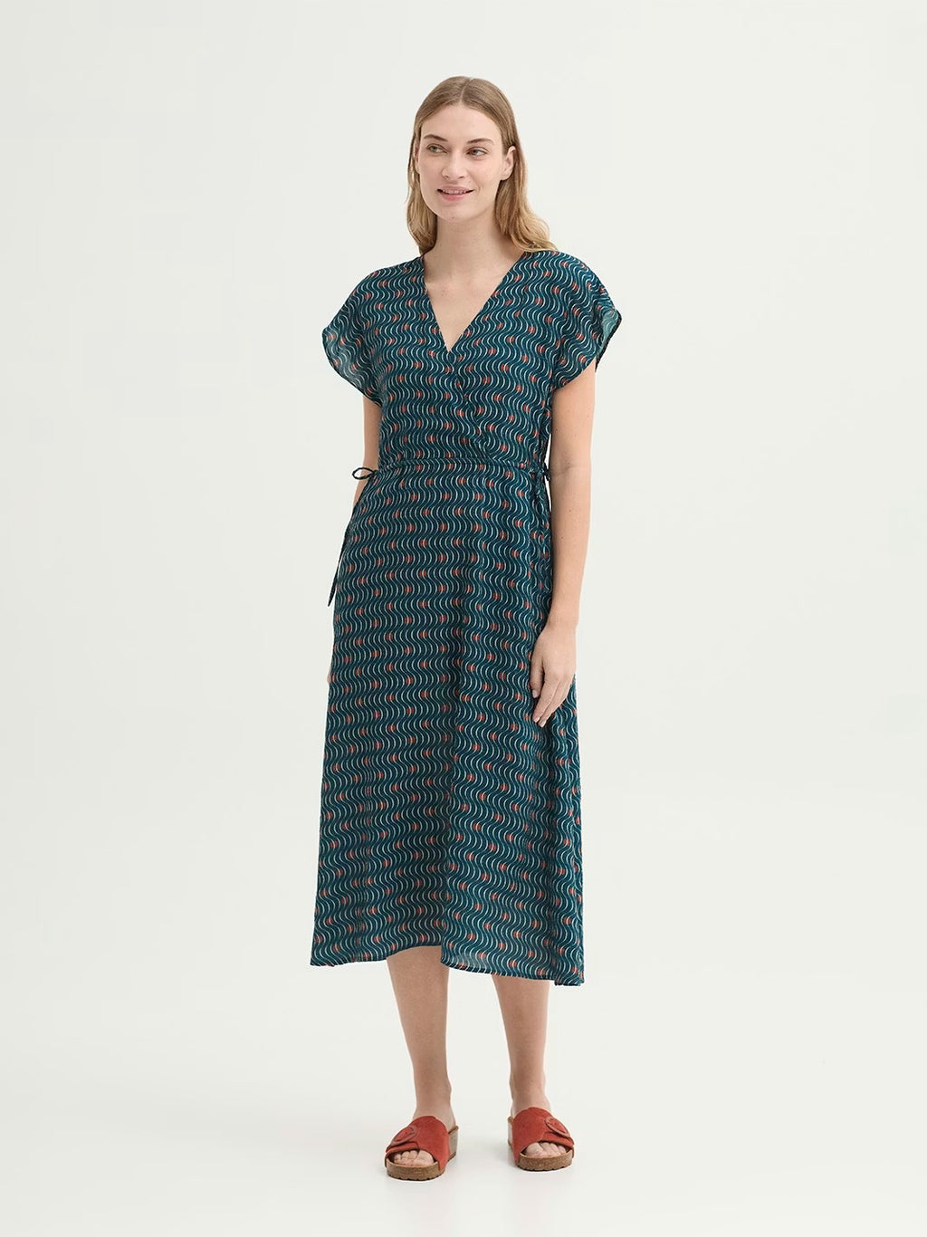 Vestido Midi Hellenic Waves Print Azul Mosaico