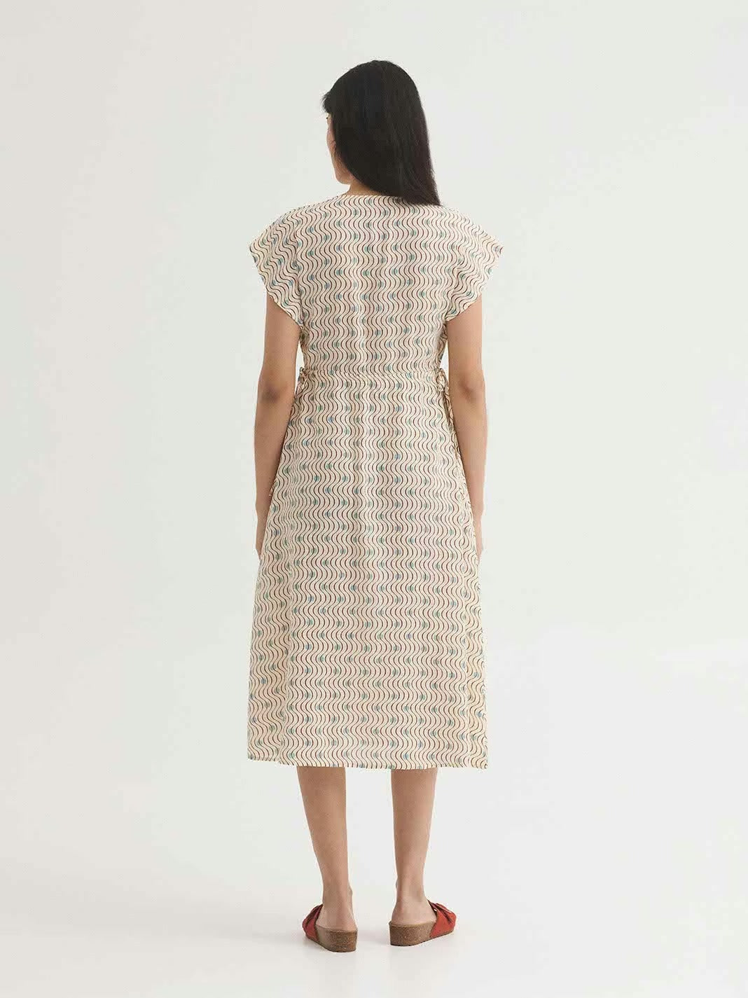 Vestido Midi Estampado Hellenic Waves Cru