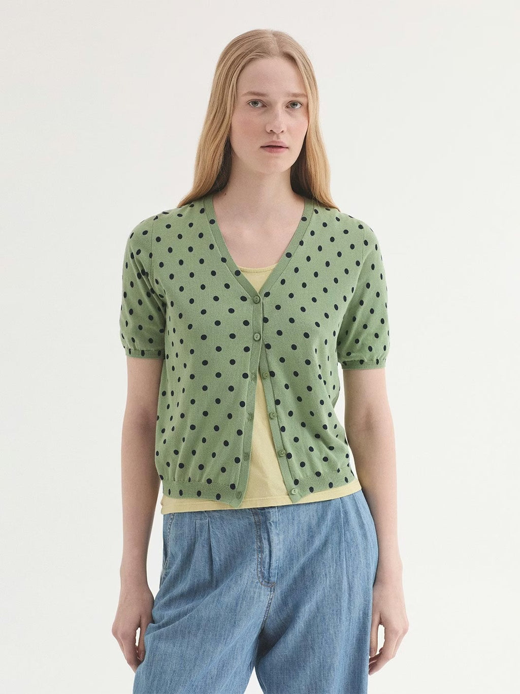 Chaqueta de Manga Corta Estampado de Topos