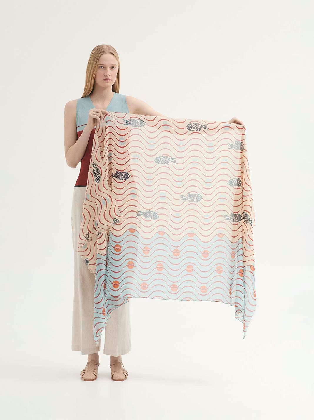 Chal Hellenic Waves Organic Cot. Sarong Crudo