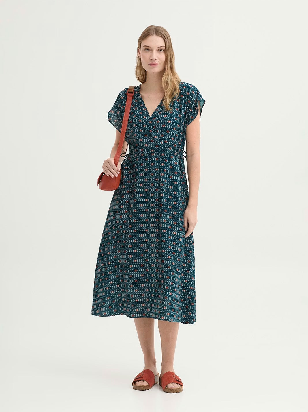 Vestido Midi Hellenic Waves Print Azul Mosaico