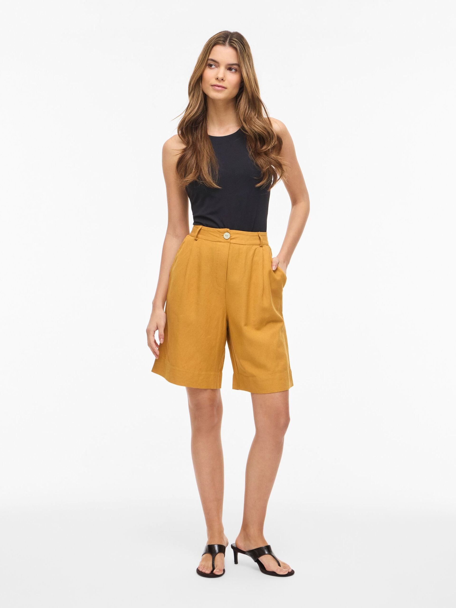 Bermudas Viprisilla Talle Alto Ámbar Dorado