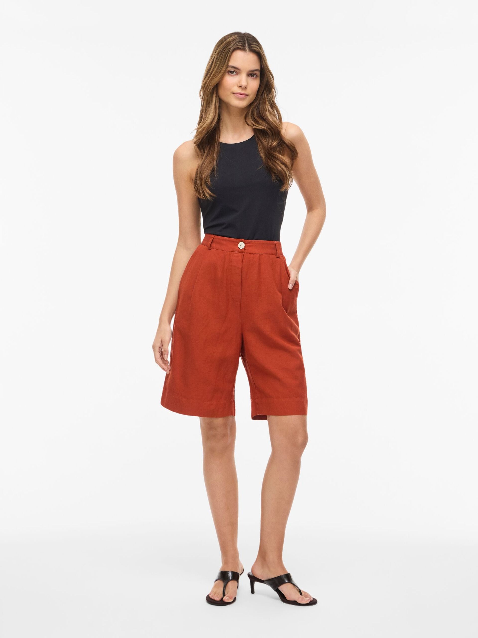 Bermudas Viprisilla Talle Alto Terracota Oscura