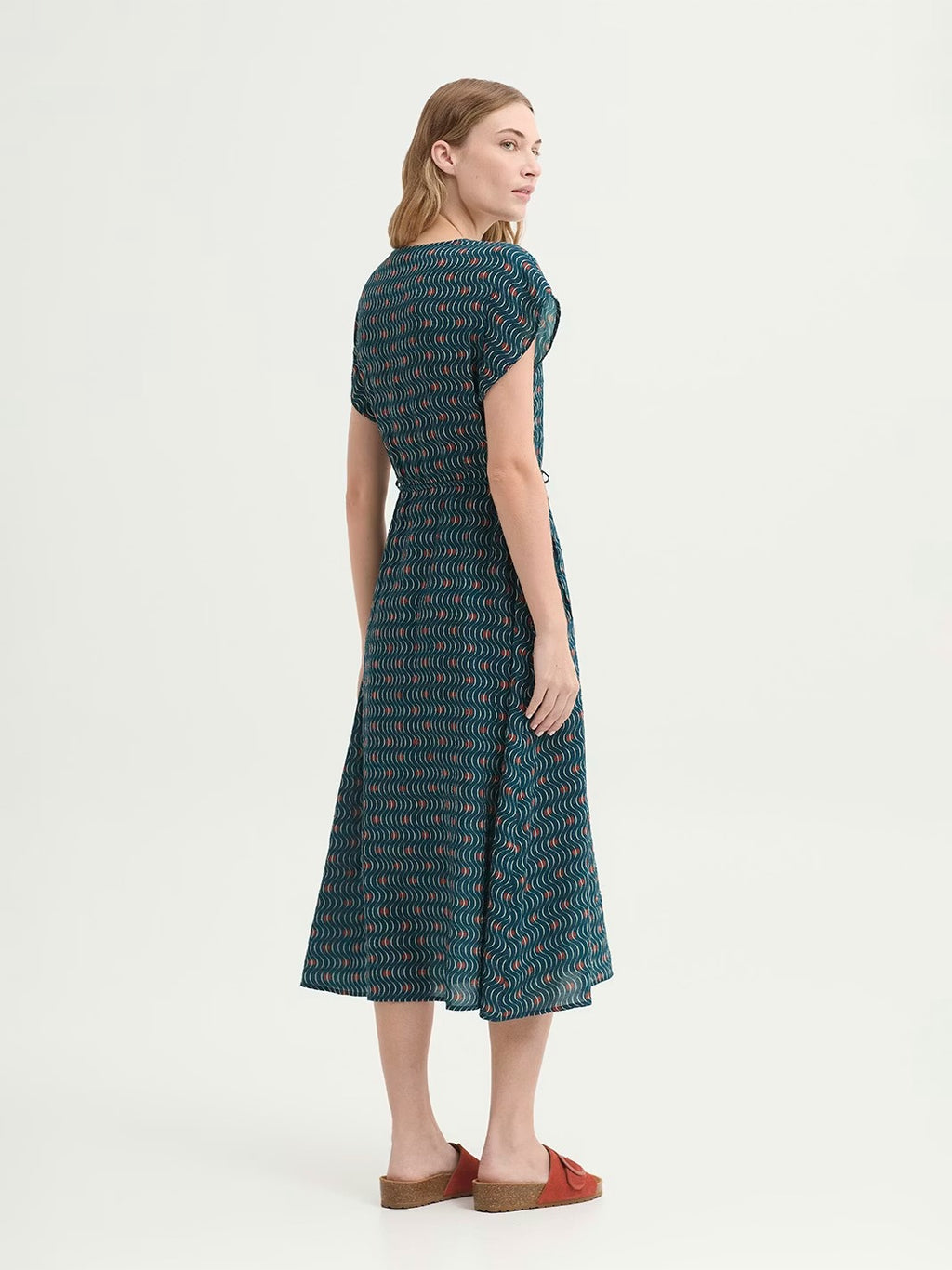 Vestido Midi Hellenic Waves Print Azul Mosaico