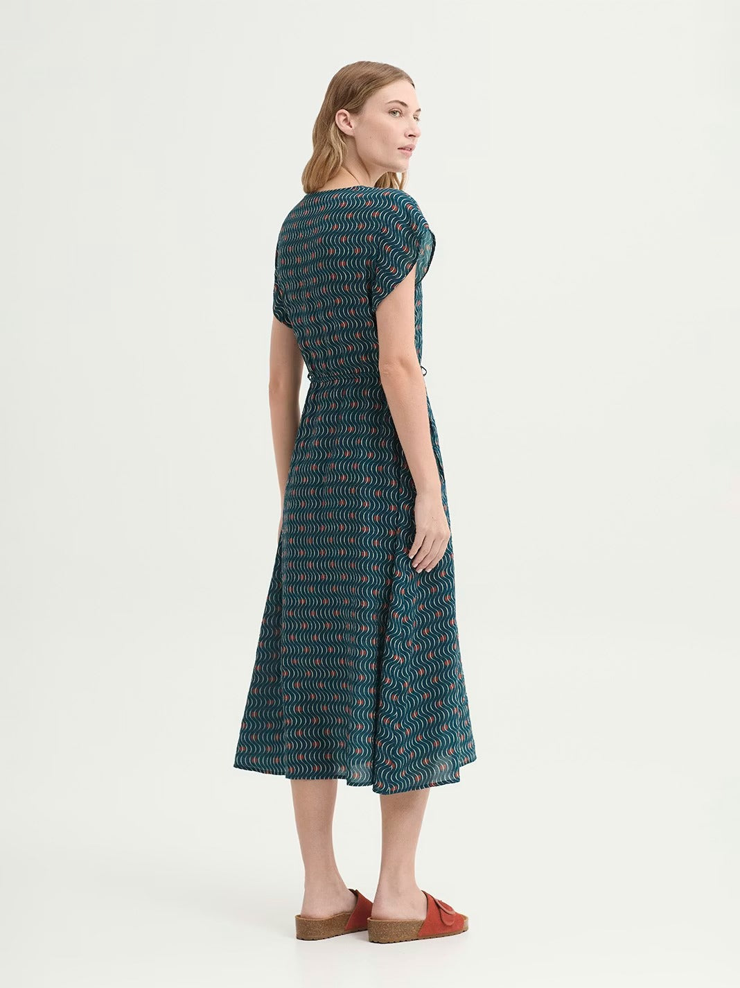 Vestido Midi Hellenic Waves Print Azul Mosaico