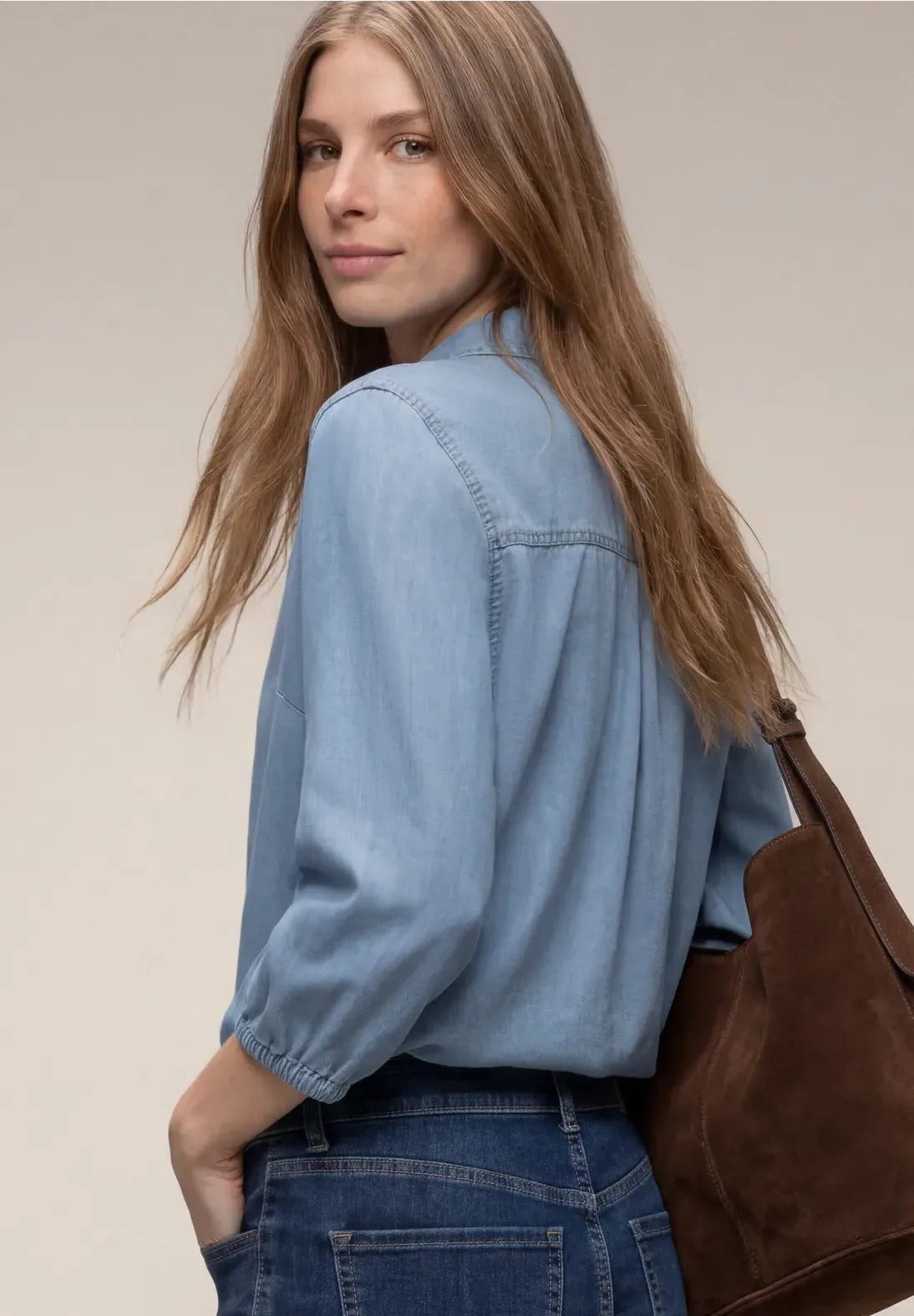 Camisa Denim Emee Lavado Suave Azul Claro