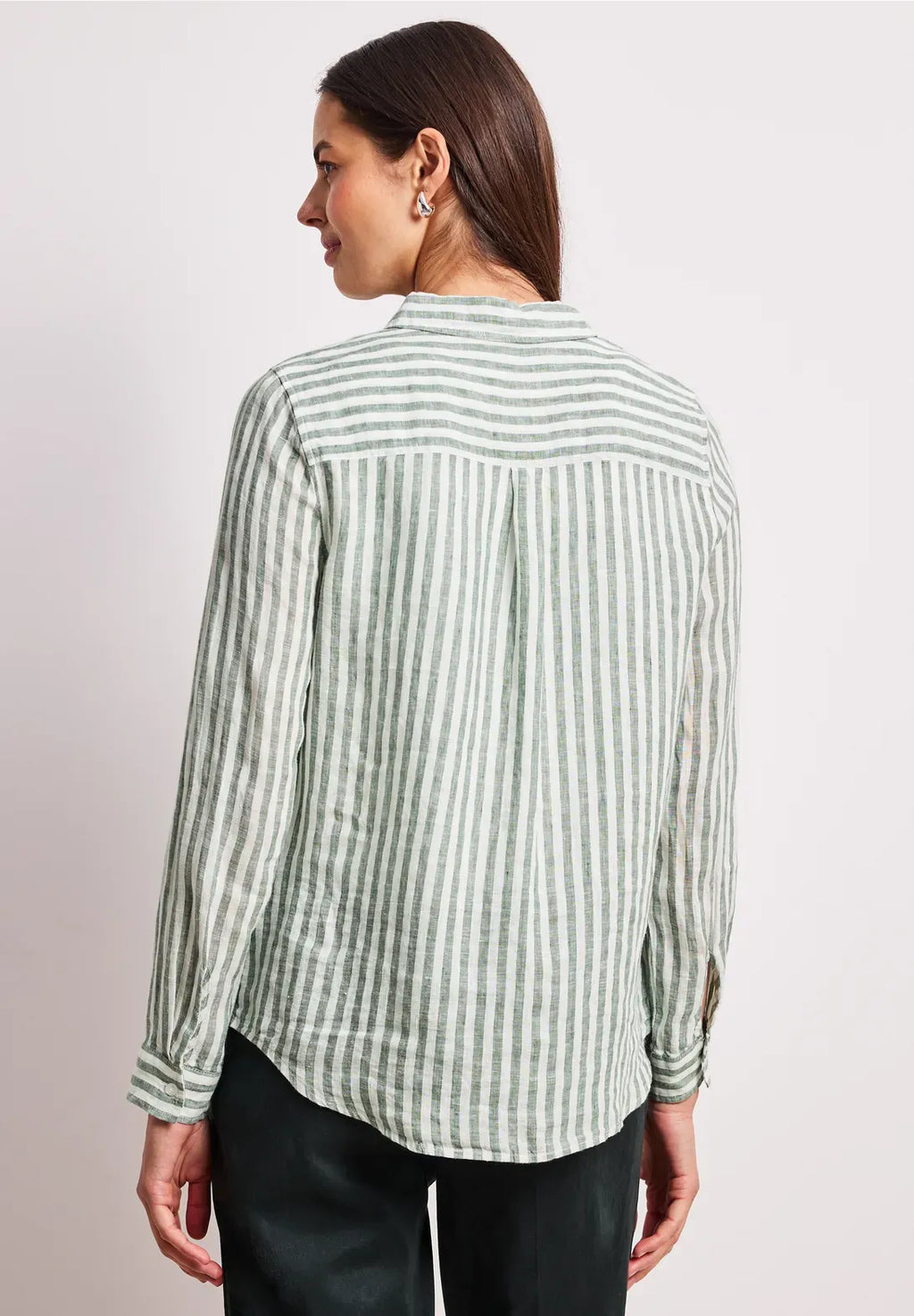 Camisa Lino Rayas Verde Bound
