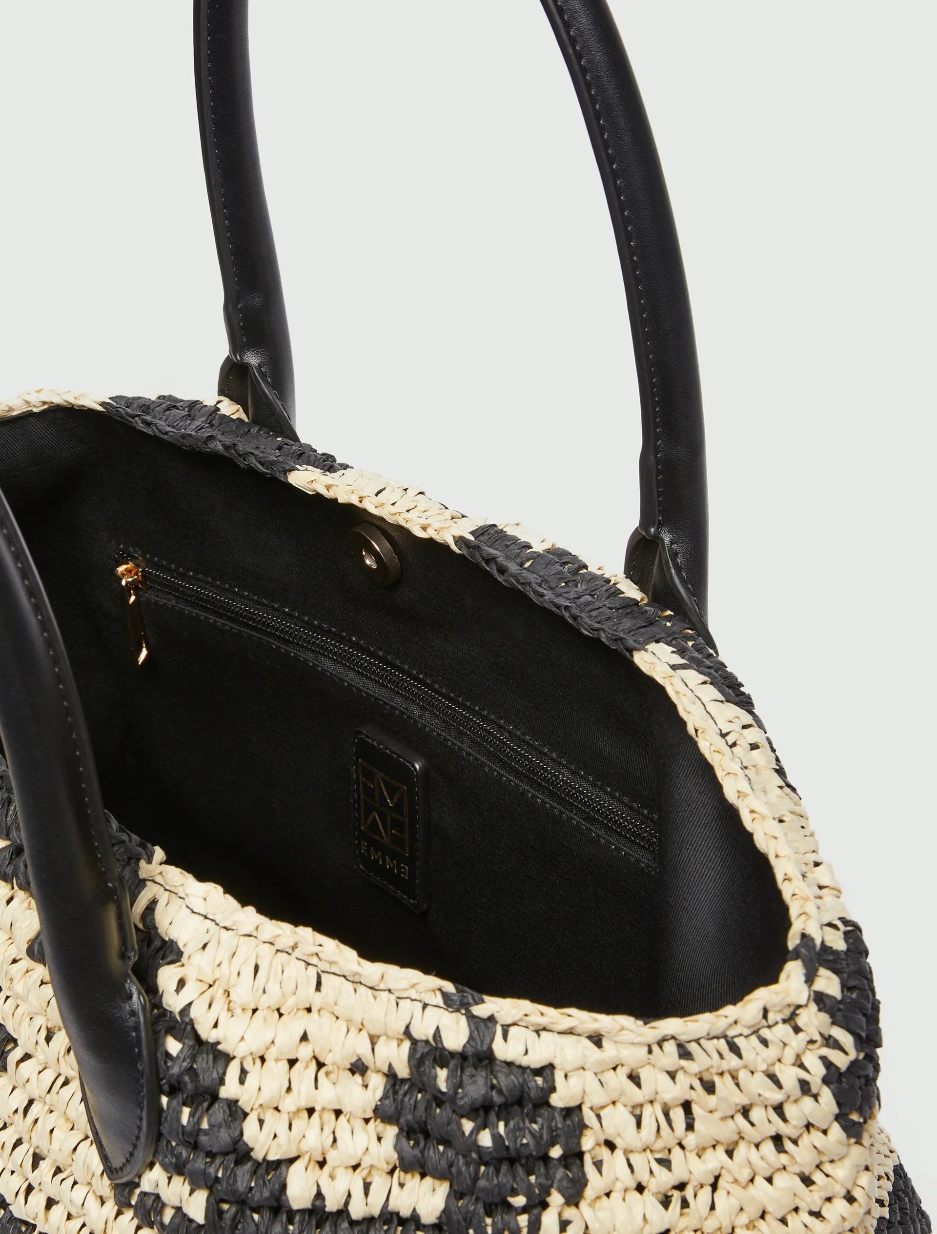 Bolso Rafia Emmbalia Blanco Negro