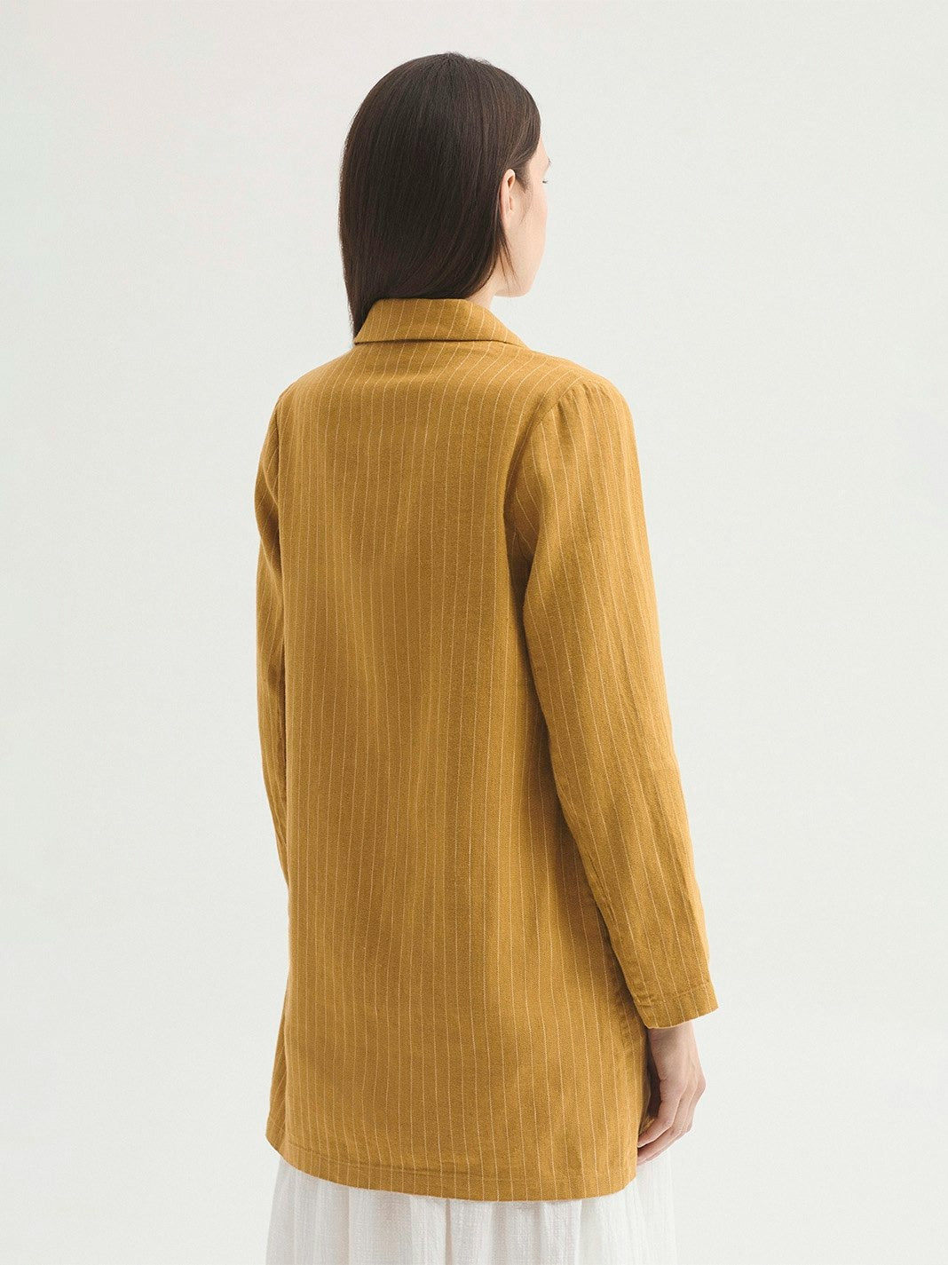 Blazer Linen-Cotton Pinstripe Coat Amarillo Oscuro