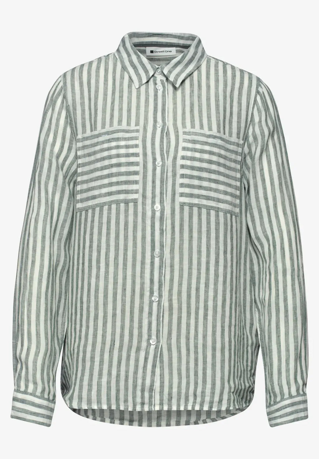 Camisa Lino Rayas Verde Bound
