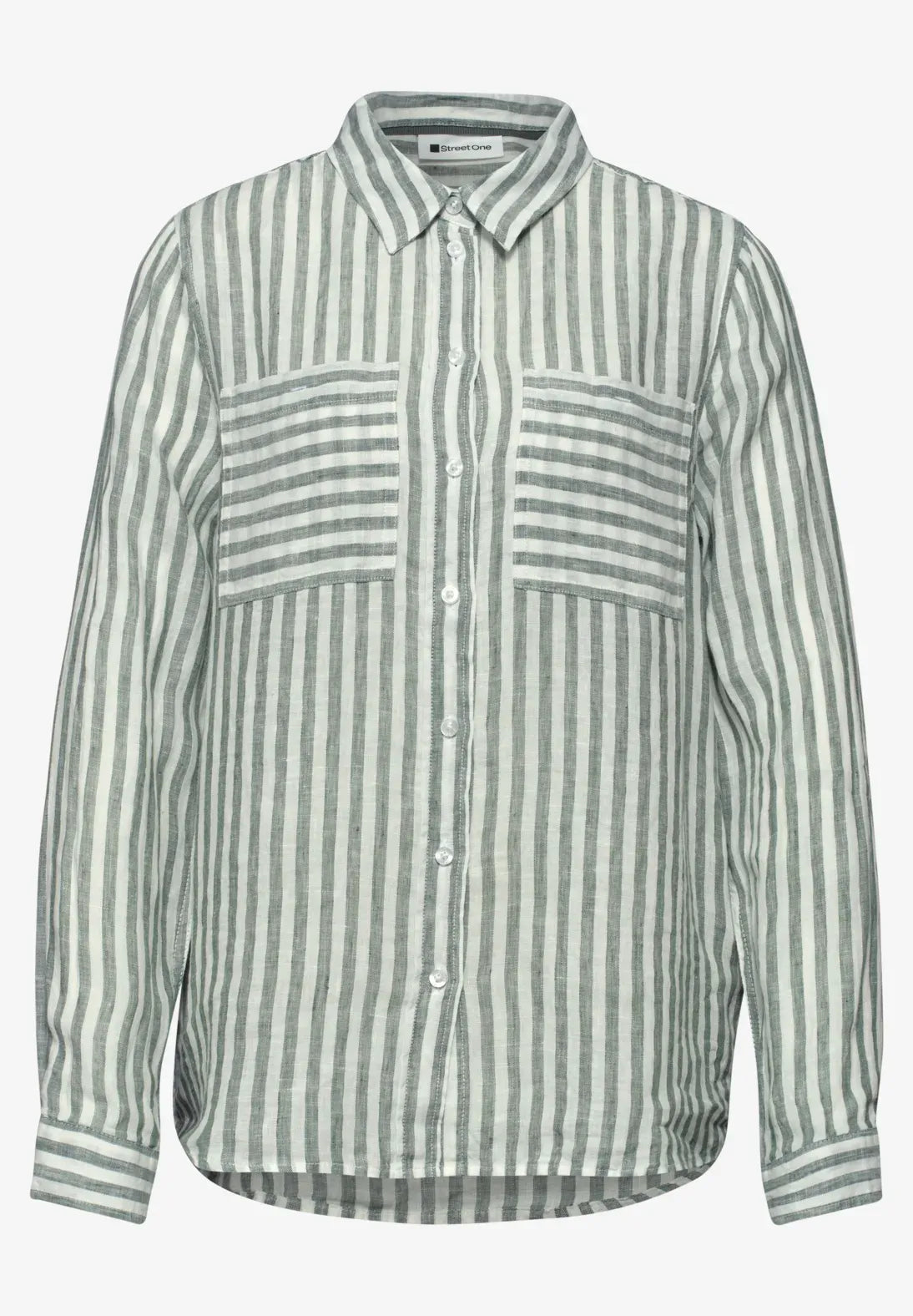 Camisa Lino Rayas Verde Bound