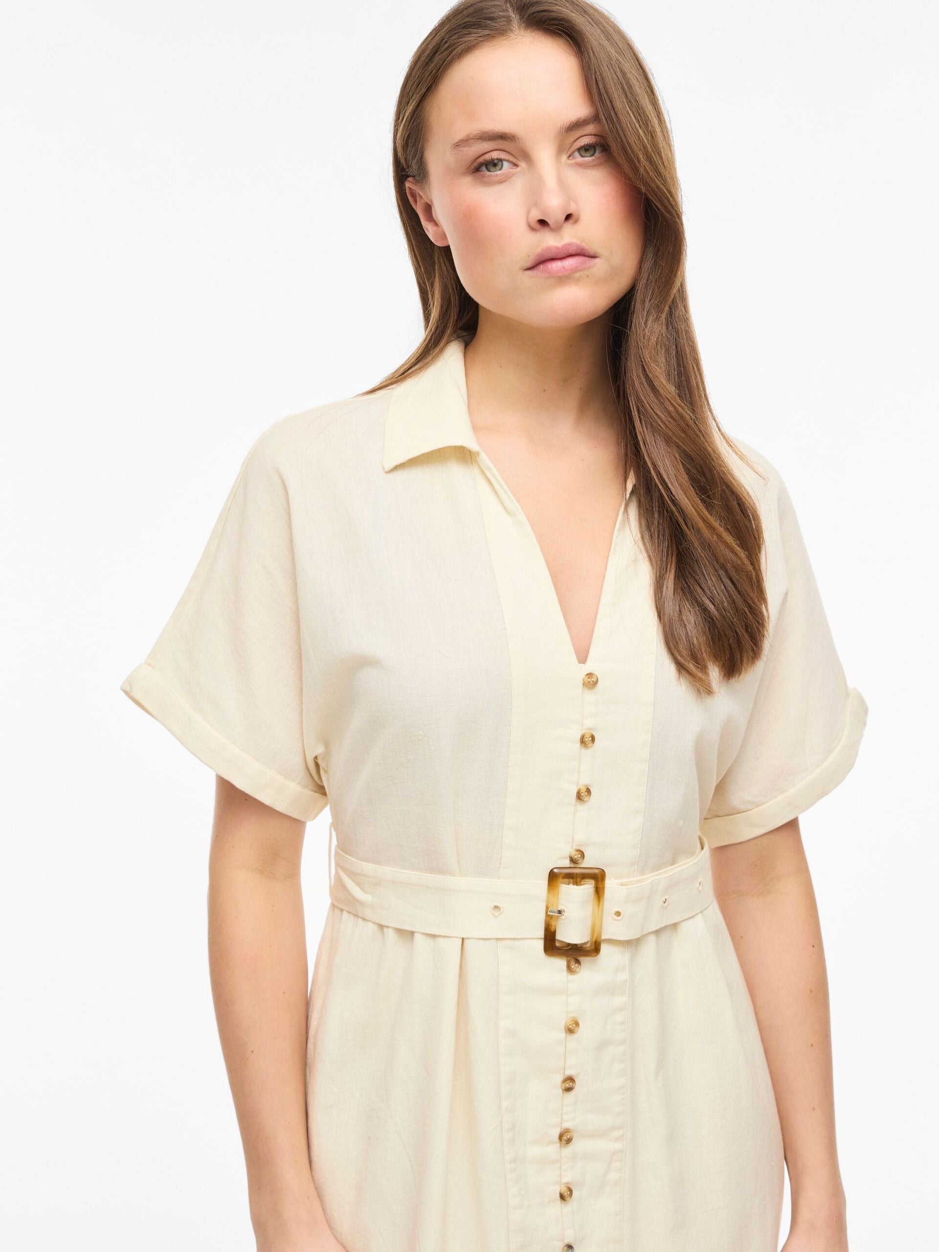 Vestido Camisero Midi Vilinnen Manga Corta Birch