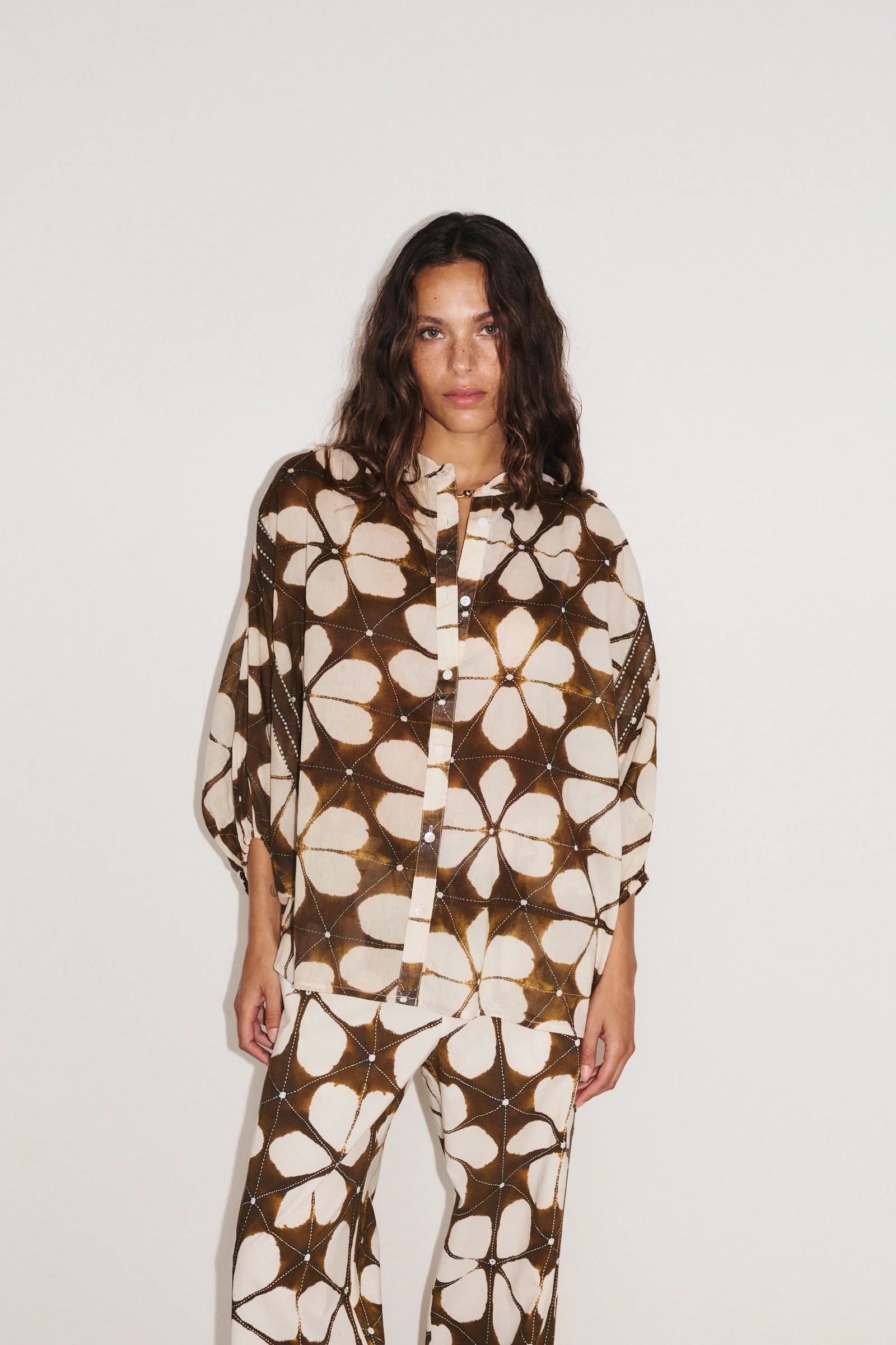 Blusa M3/4 Lotus Marrón