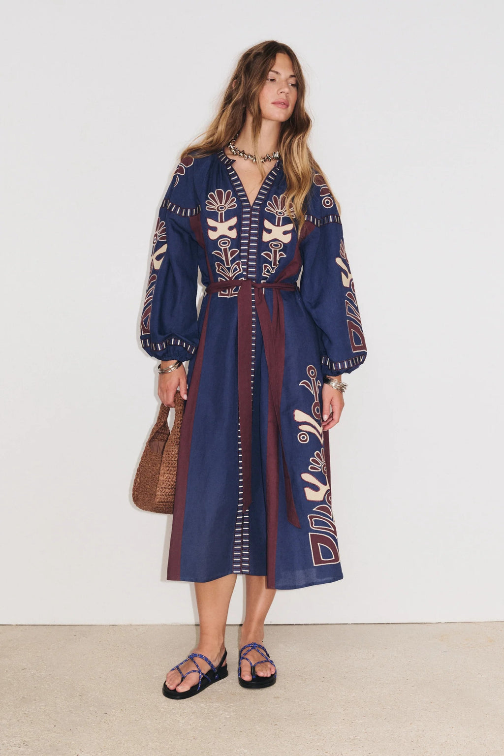 Vestido Long ML Anouck Bleu