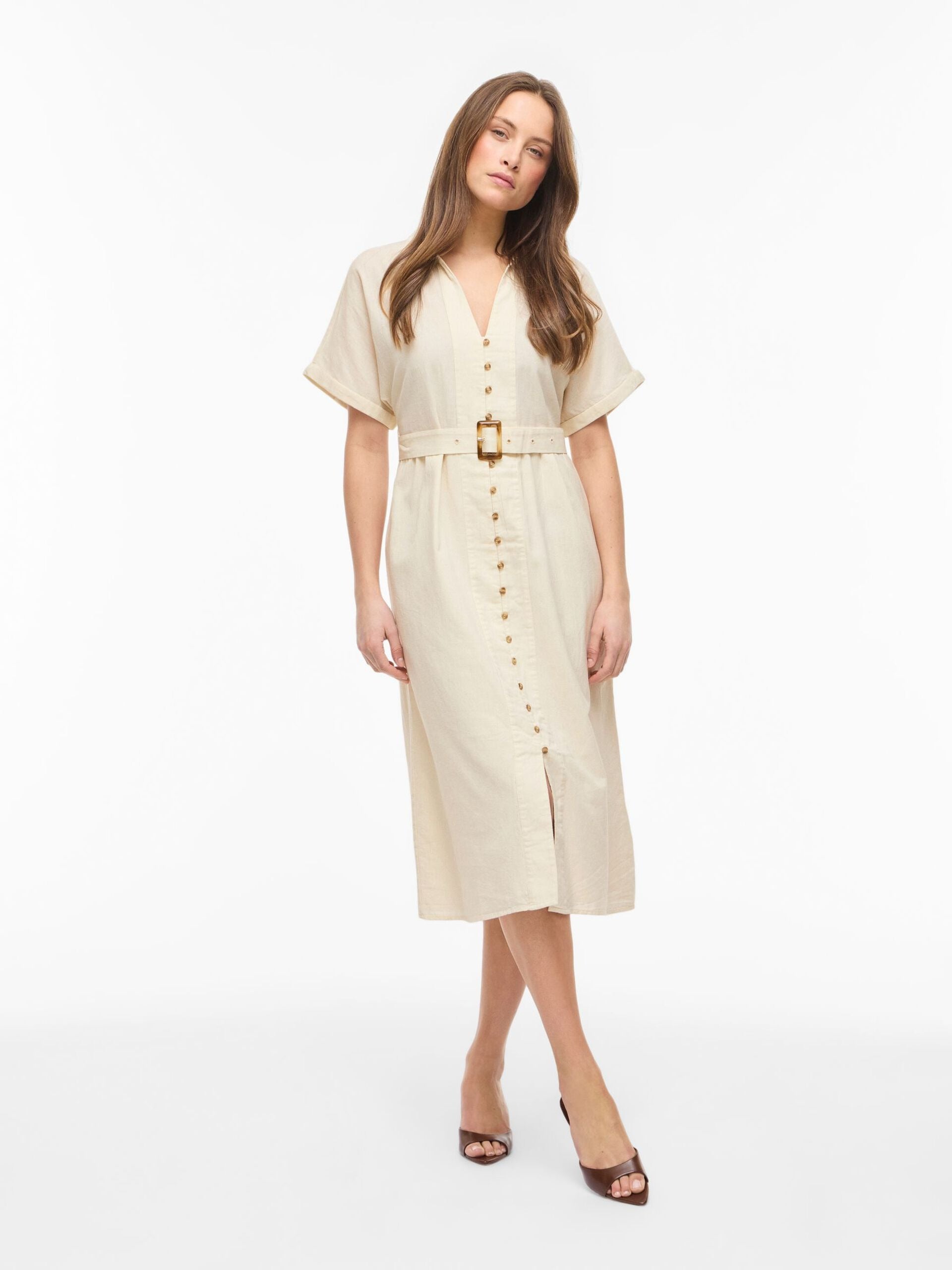 Vestido Camisero Midi Vilinnen Manga Corta Birch