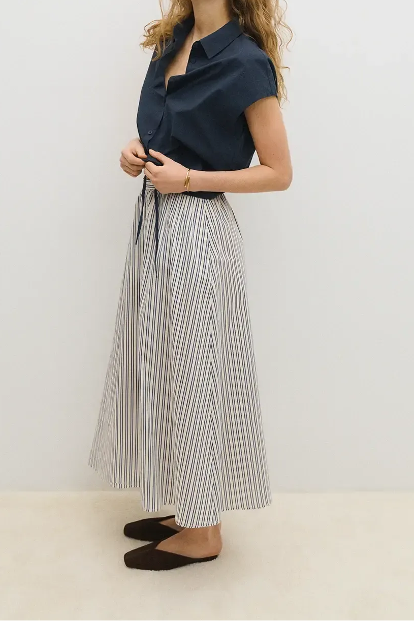 Riviera Navy Stripes Skirt