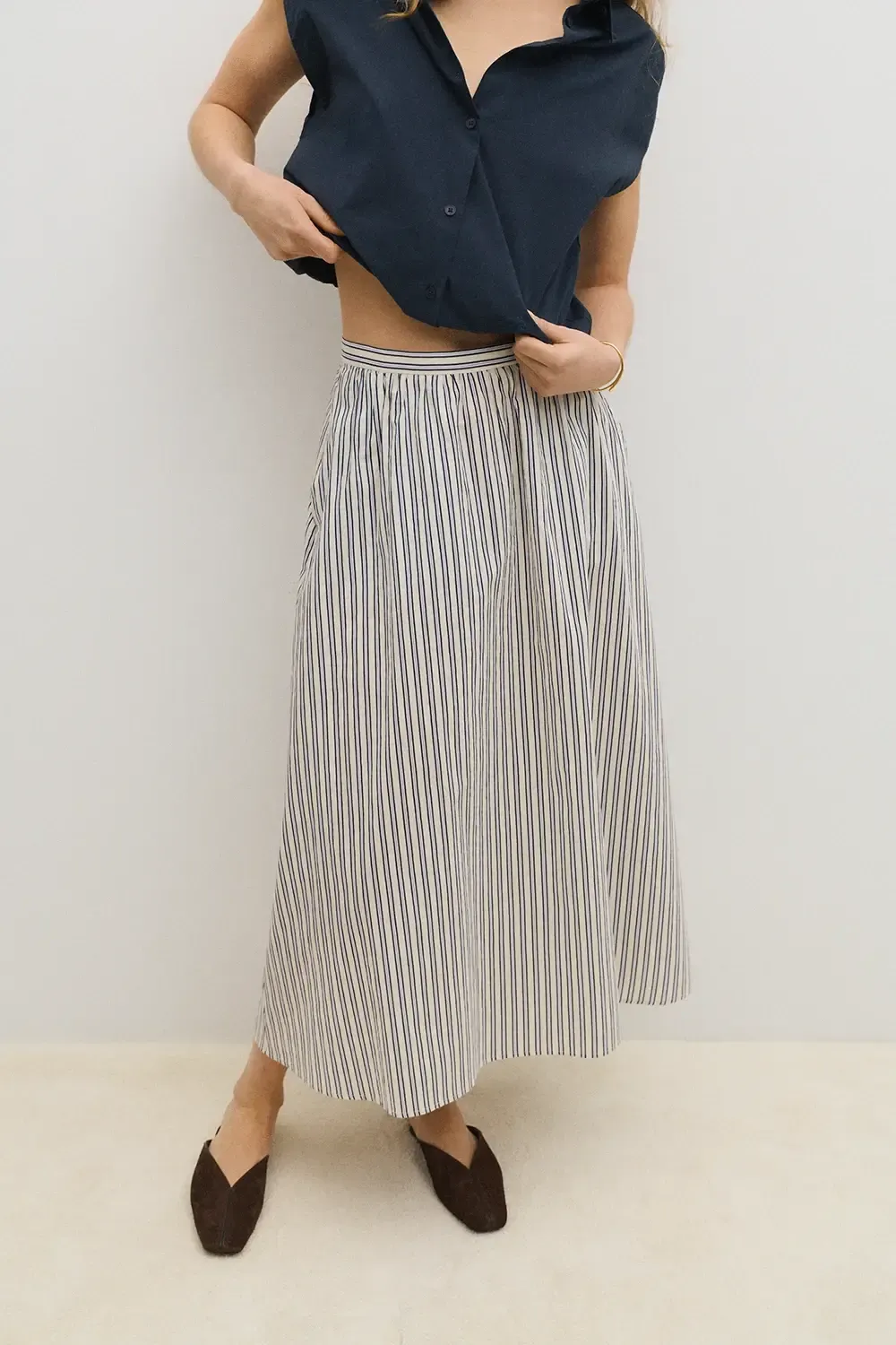 Riviera Navy Stripes Skirt