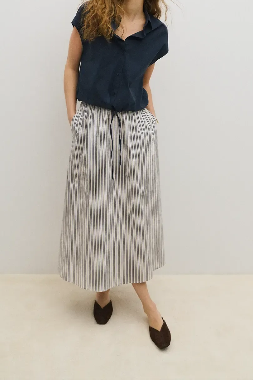 Riviera Navy Stripes Skirt