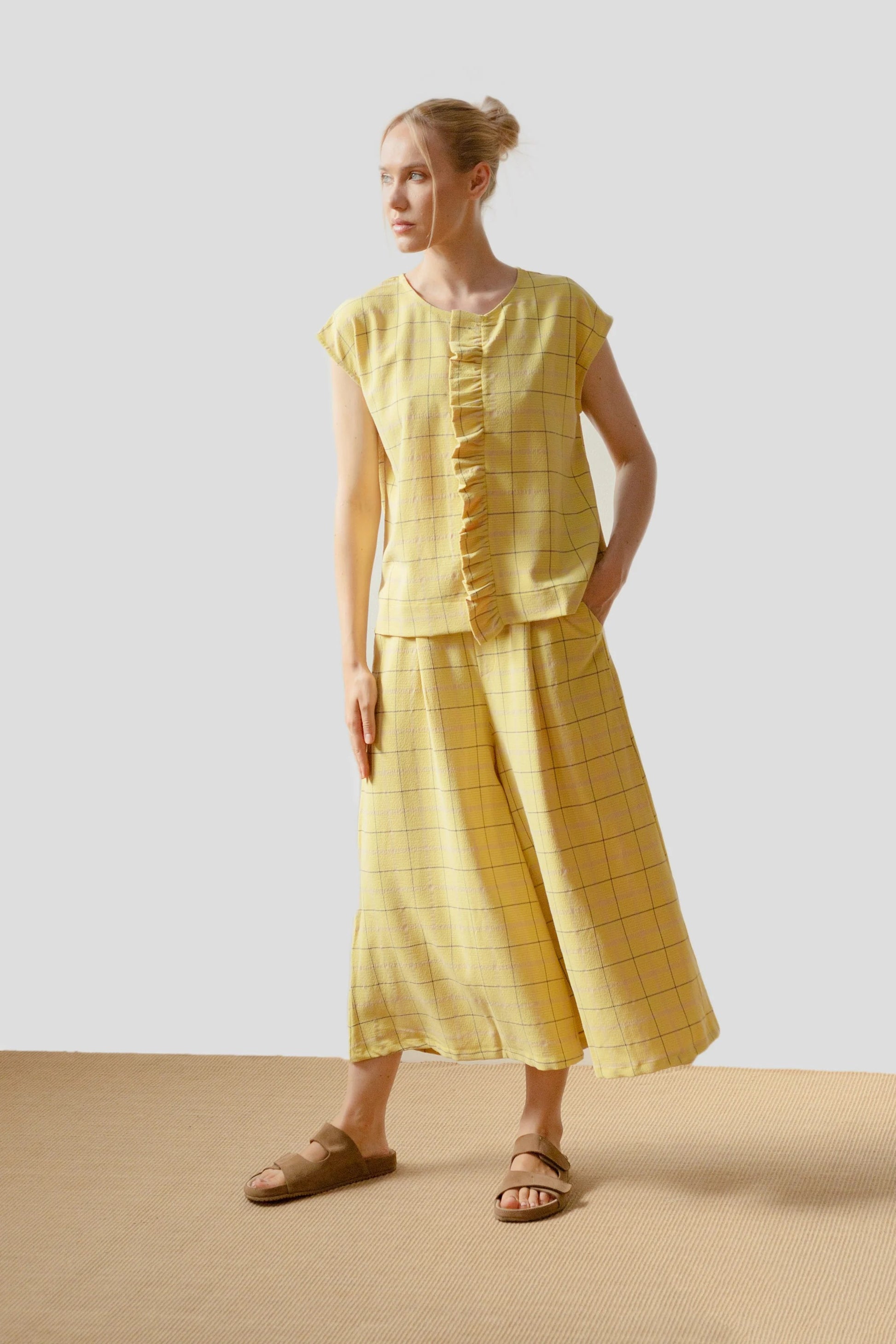 Pantalón Cuadros Amarillos